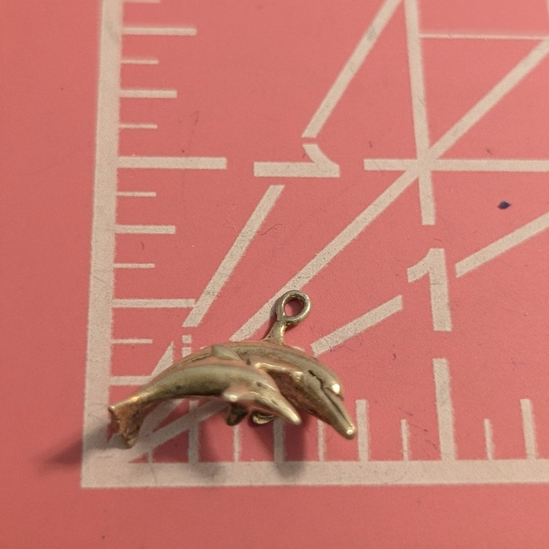 Vintage 925 Sterling Silver Mother & Baby Dolphin Charm