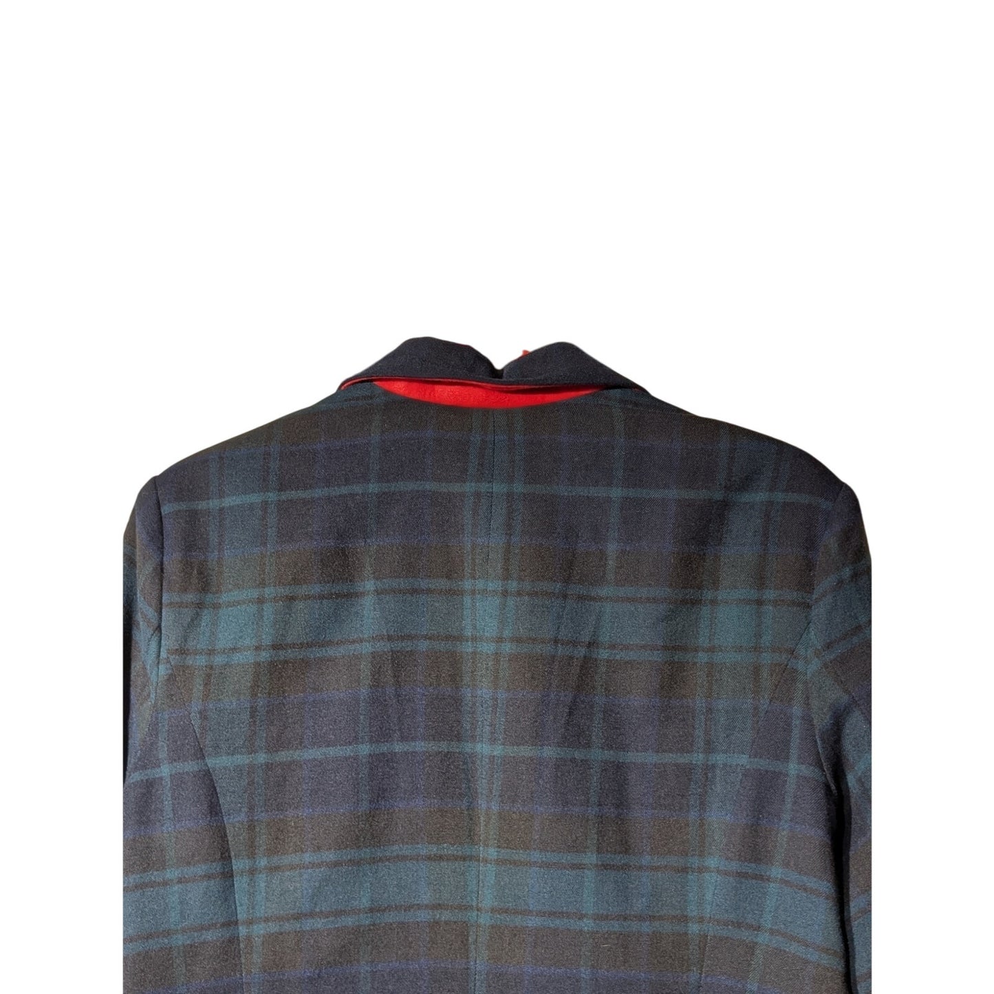 Vintage Merona Y2K Wool Blend Black Watch Tartan Plaid Blazer Womens Sz 16