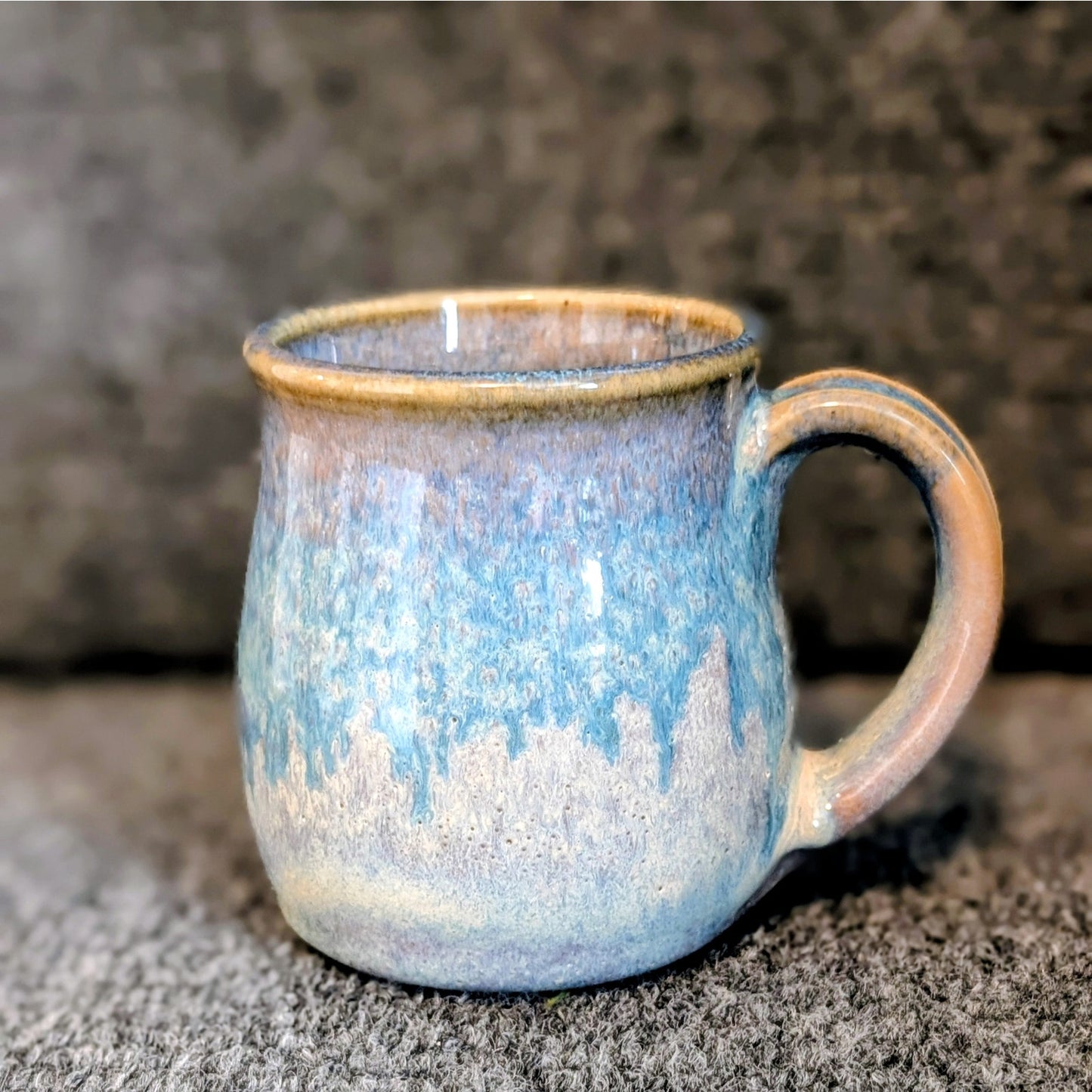 Signed Light Blue Hand Thrown Pottery Coffee Mug