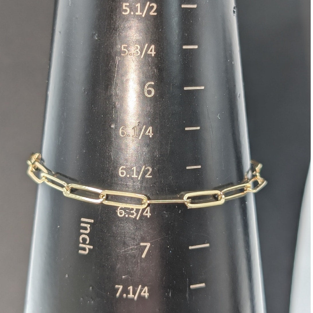 925 Sterling Vermeil Paper Clip Chain Bracelet