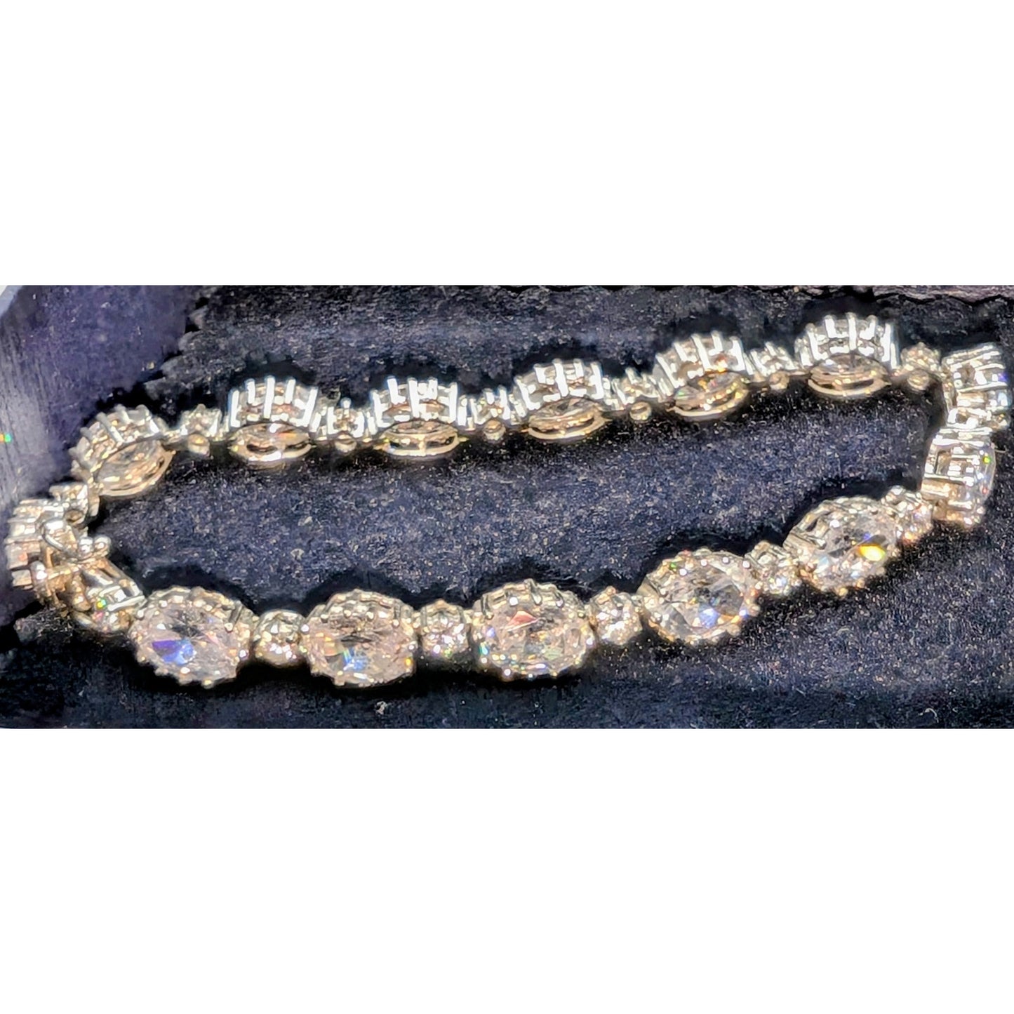 Stauer 925 Sterling Glam Oval & Round Alternating Cubic Zirconia Tennis Bracelet