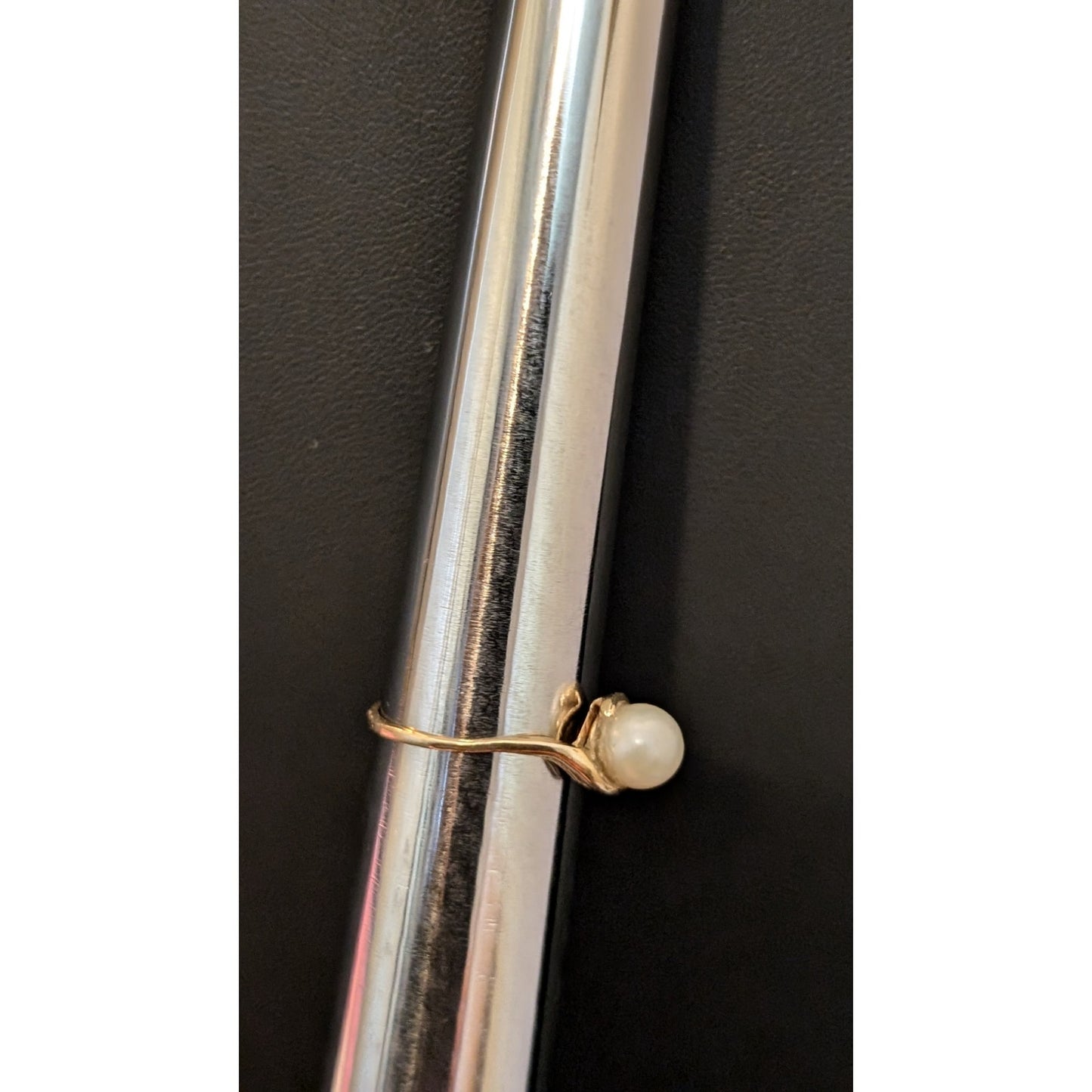 Women's 14K Yellow Gold Genuine Solitaire 6mm Pearl Ring Size 5.25