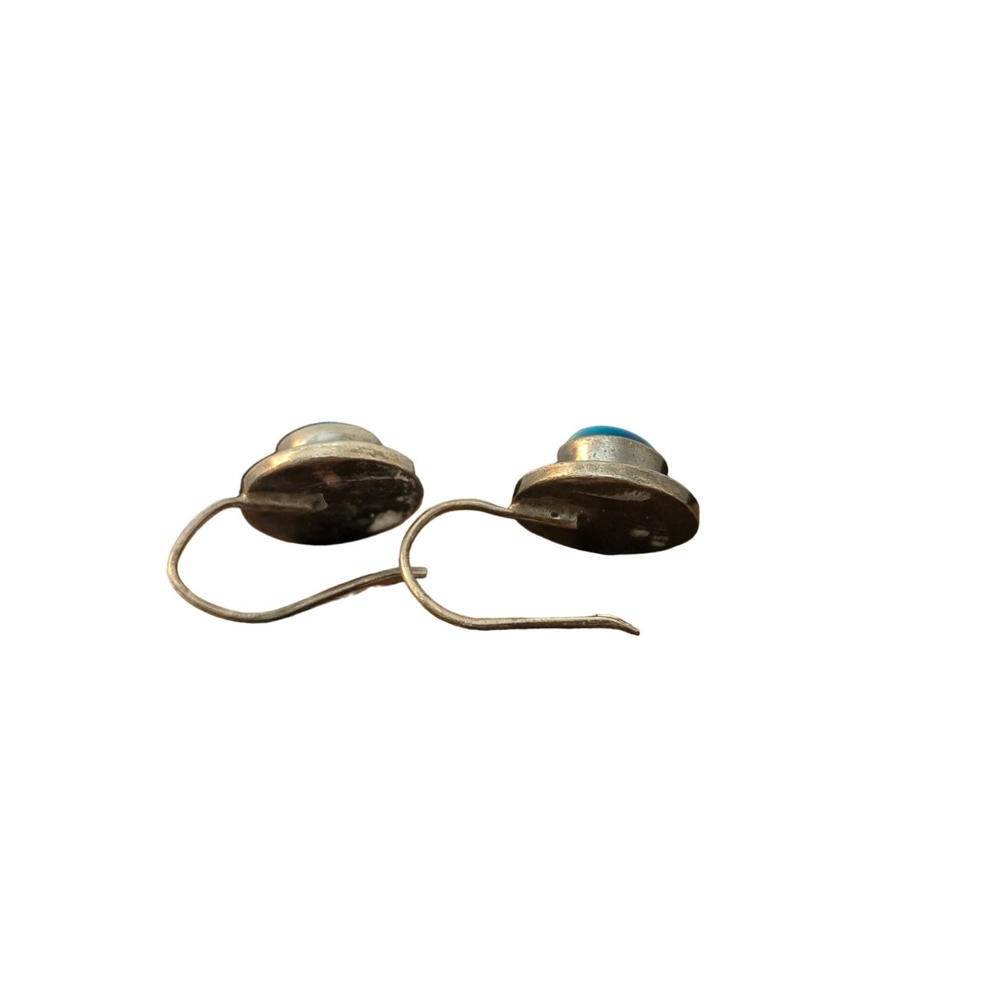 Vintage 925 Sterling Silver Mexico Cat's Eye Moonstone Wire Earrings