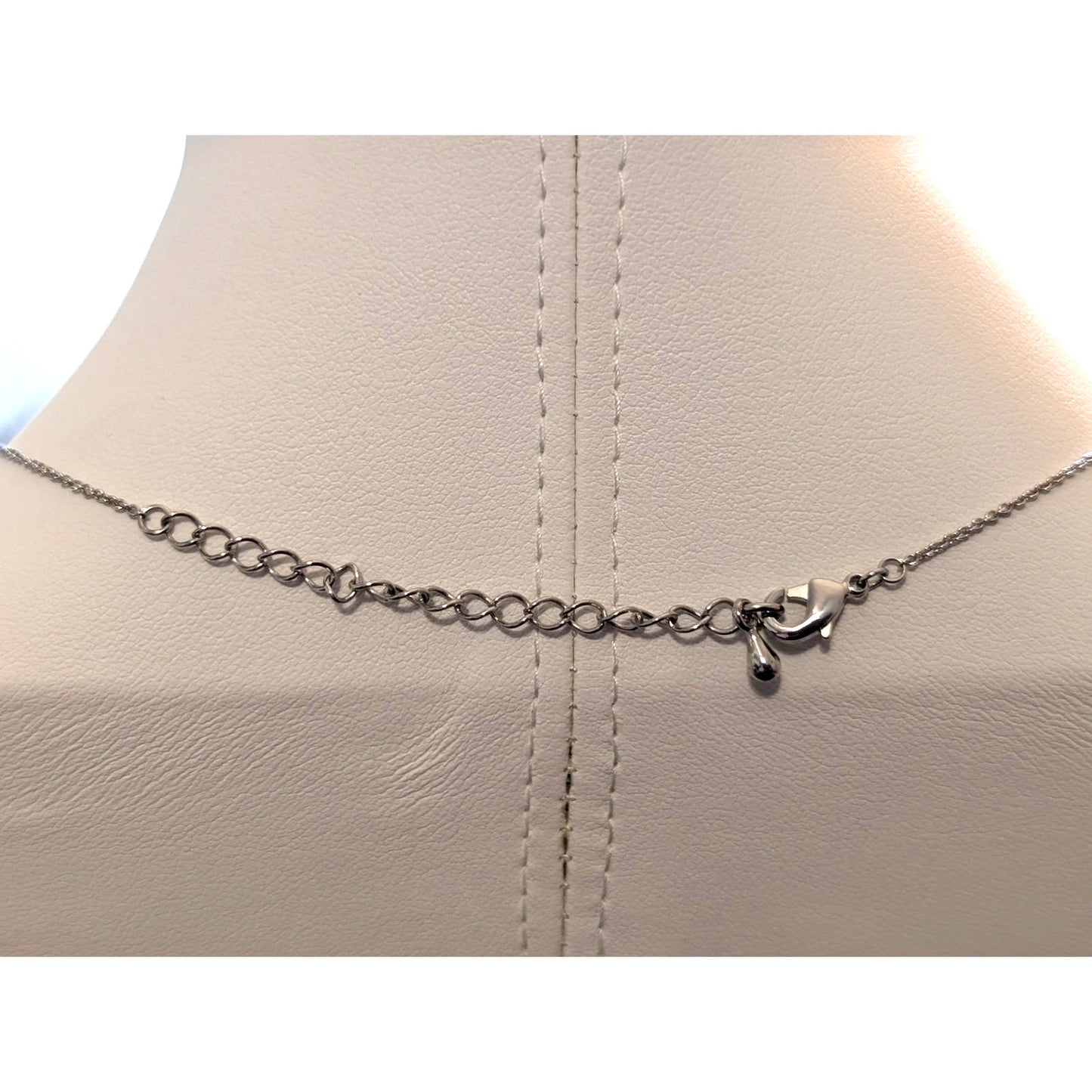 Silver Tone Baguette CZ Sparkling Horseshoe Pendant 16"-18" Necklace
