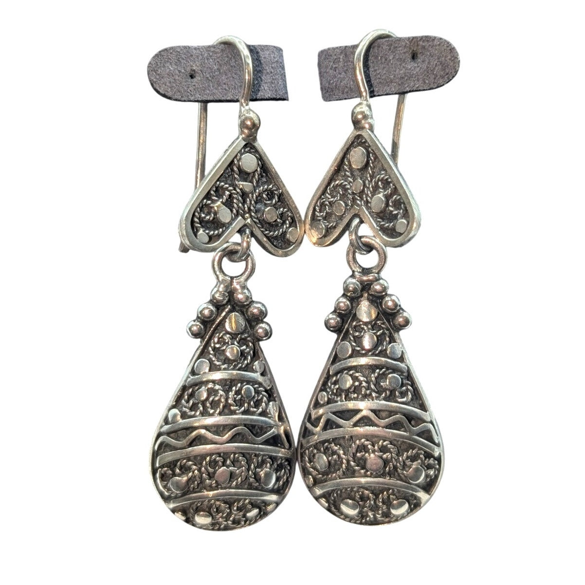 Moroccon Silver Berber Dangle Earrings W/ Kidney Hook Backs