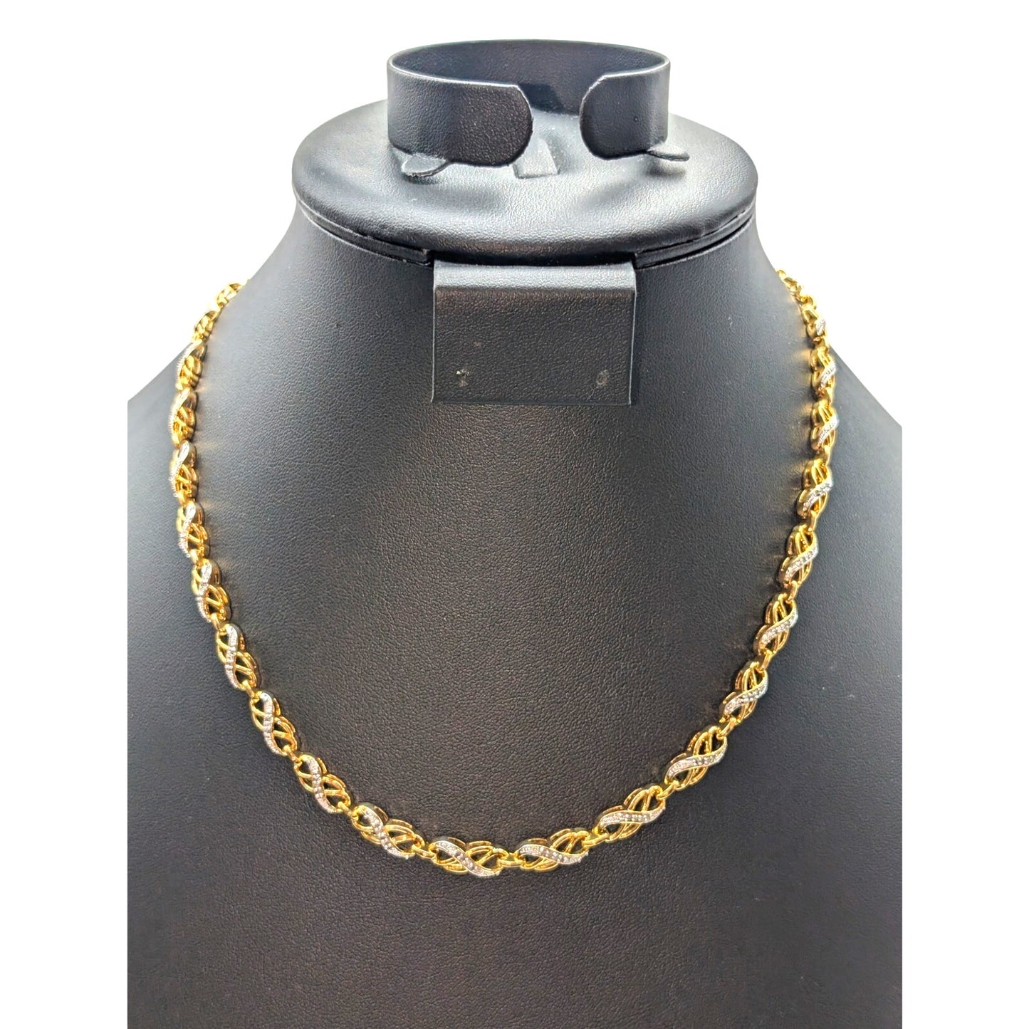 Gold & Silver Plated Moissanite Double Infinity Chain Link 17"-18.5" Necklace