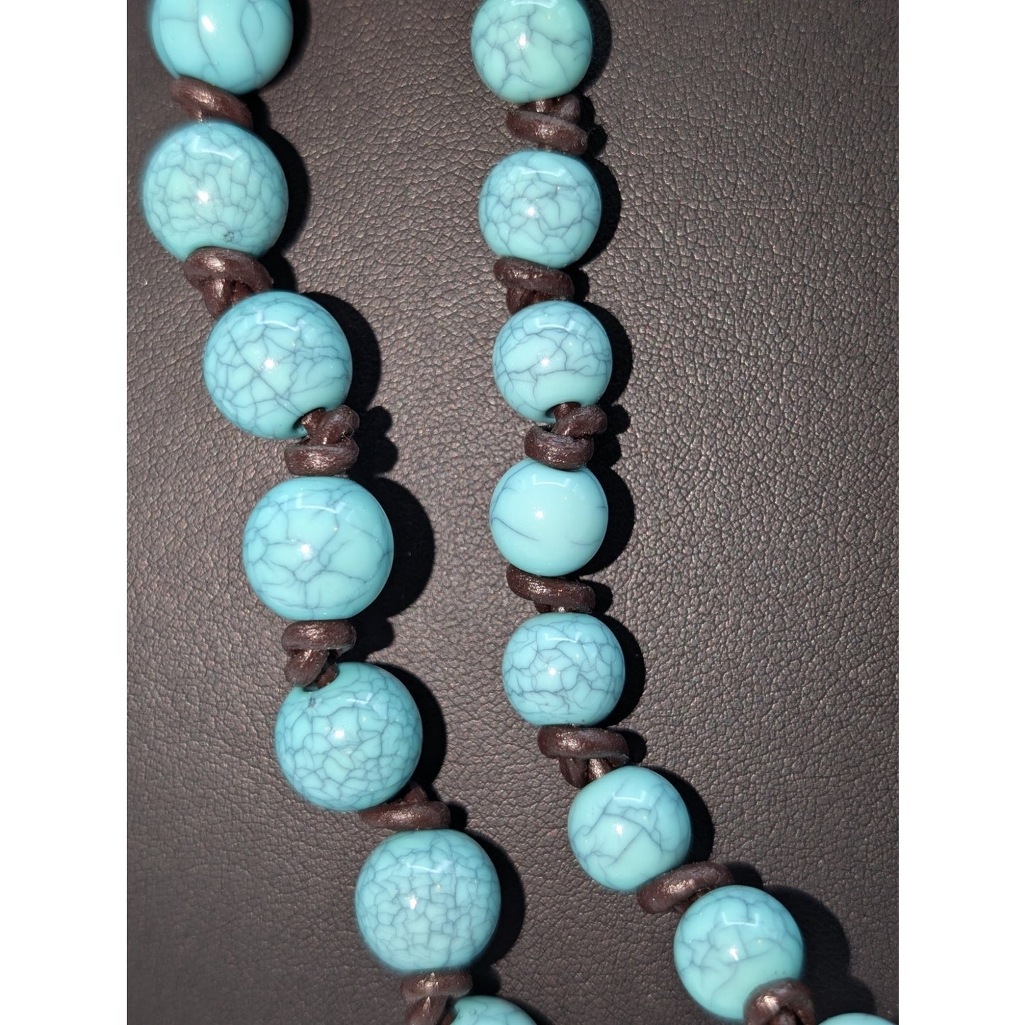 Plunder Design Faux Turquoise Acrylic Bead Knotted Long Strand 60" Necklace
