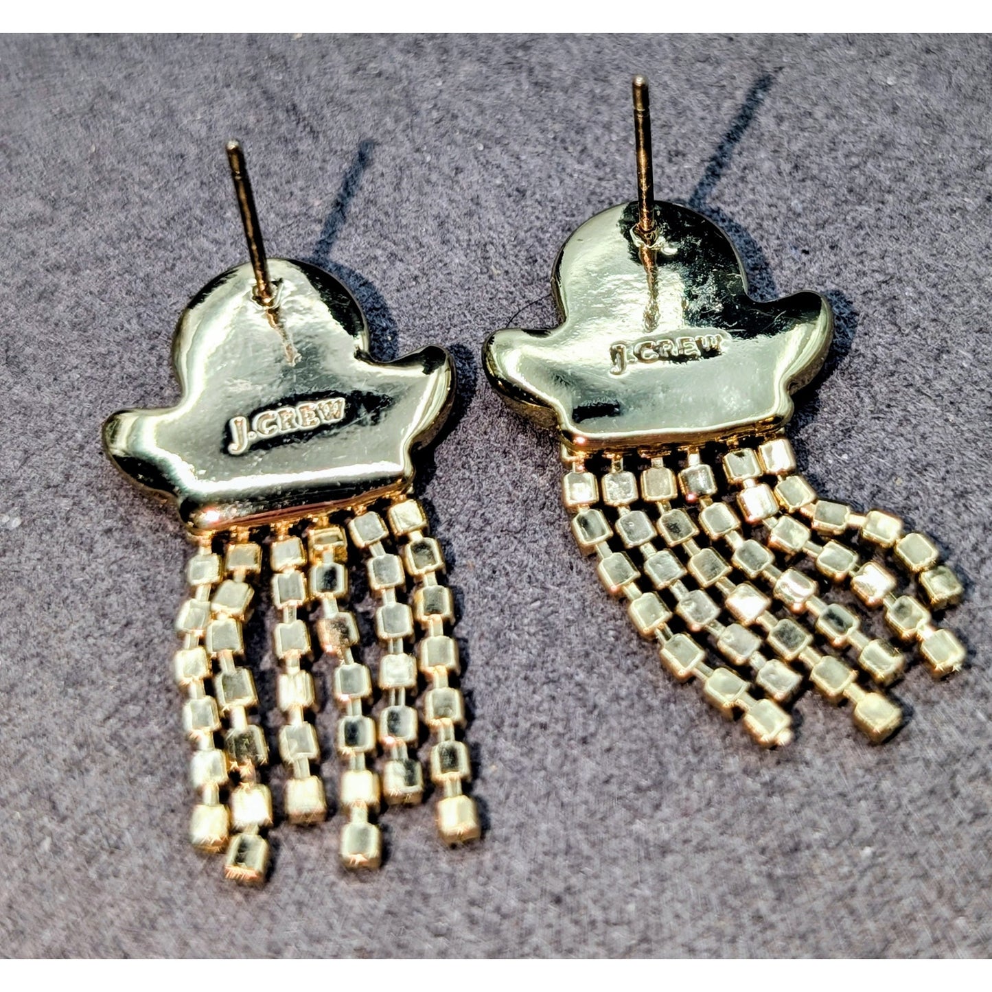 J. Crew Clear Crystal Pave Dangle Fringe Drop Ghost Halloween Pierced Earrings