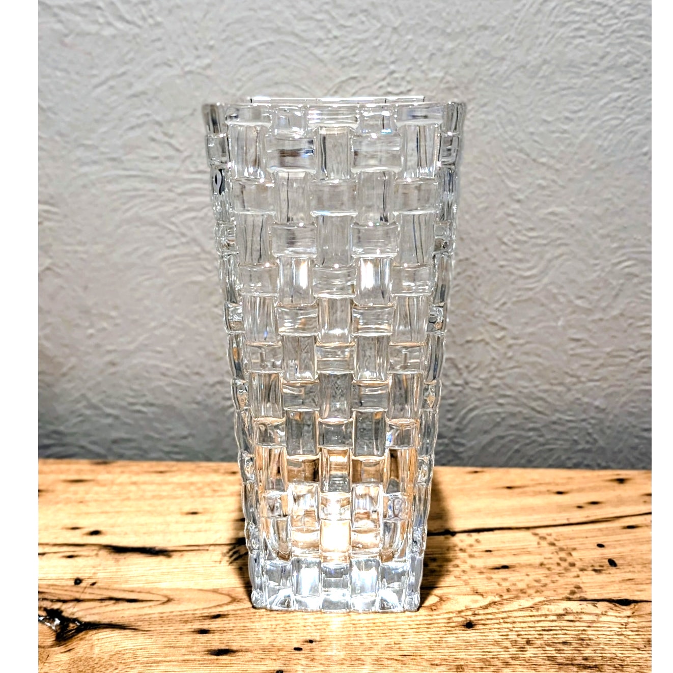 Signed Riedel by Vivant Tyrol Crystal Bossa Nova Basketweave German Design Vase