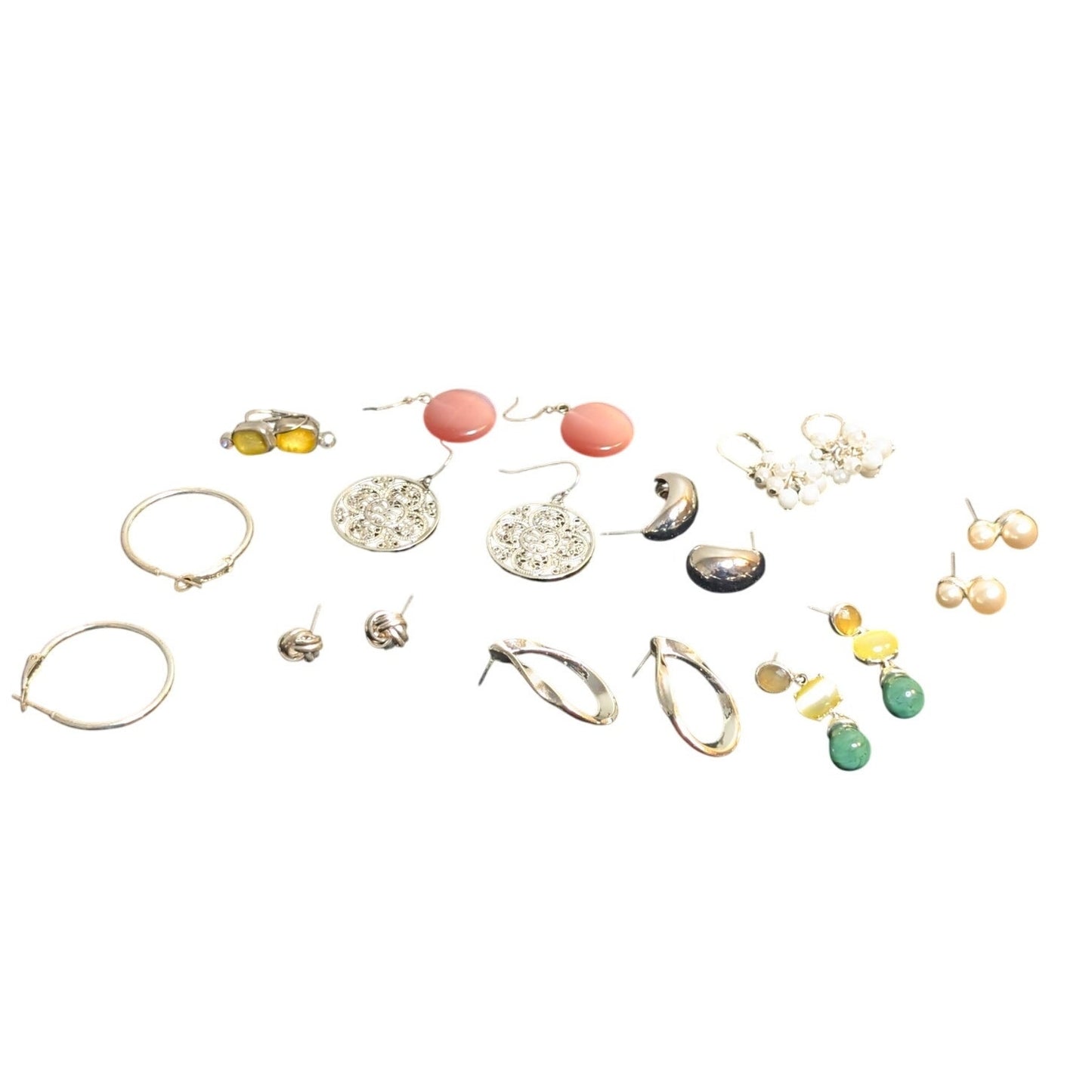 Ten Pair of Silver Tone Earring Jewelry Lot