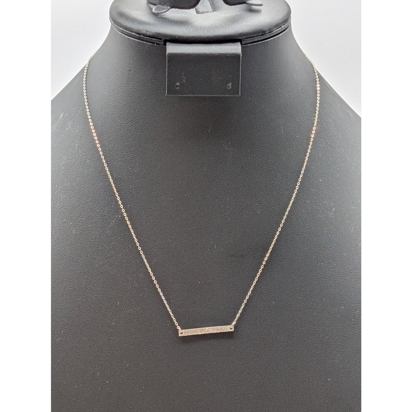 925 Sterling Silver Dainty Hammered Hanging Bar Chain 19" Necklace