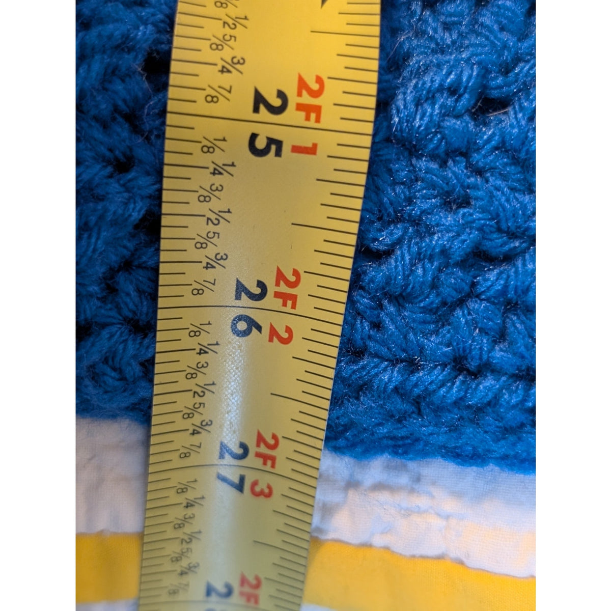 Hand Made Crocheted Loose Knit Nautical Blue Crew Neck Sweater Size Approx. L