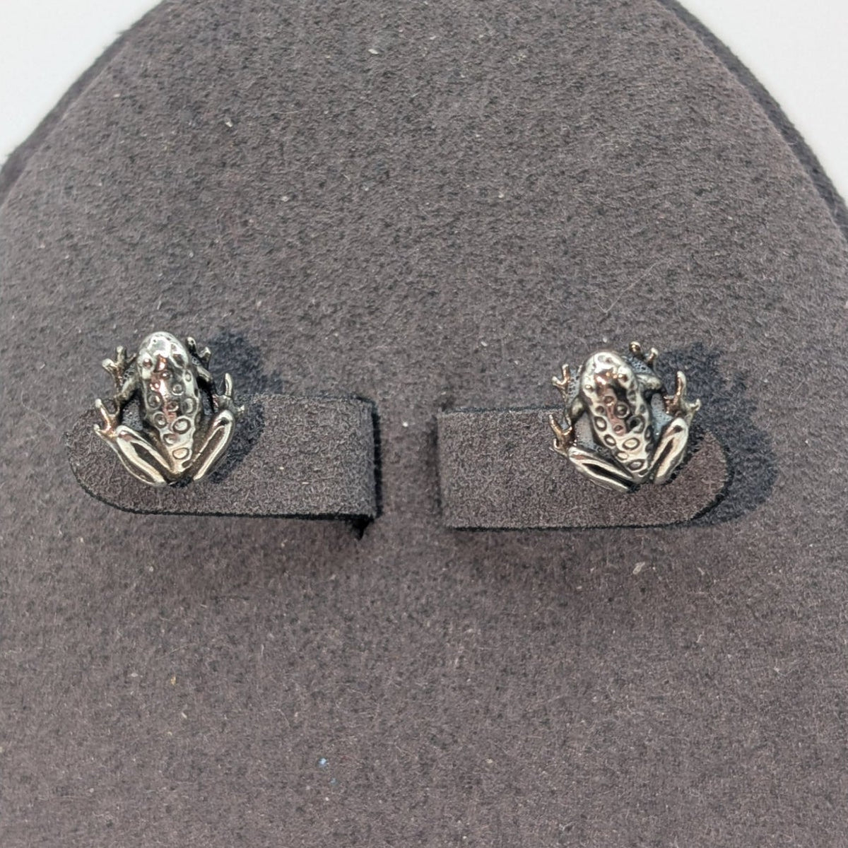 Vintage Tiny Sterling Silver Frog Stud Post Earrings