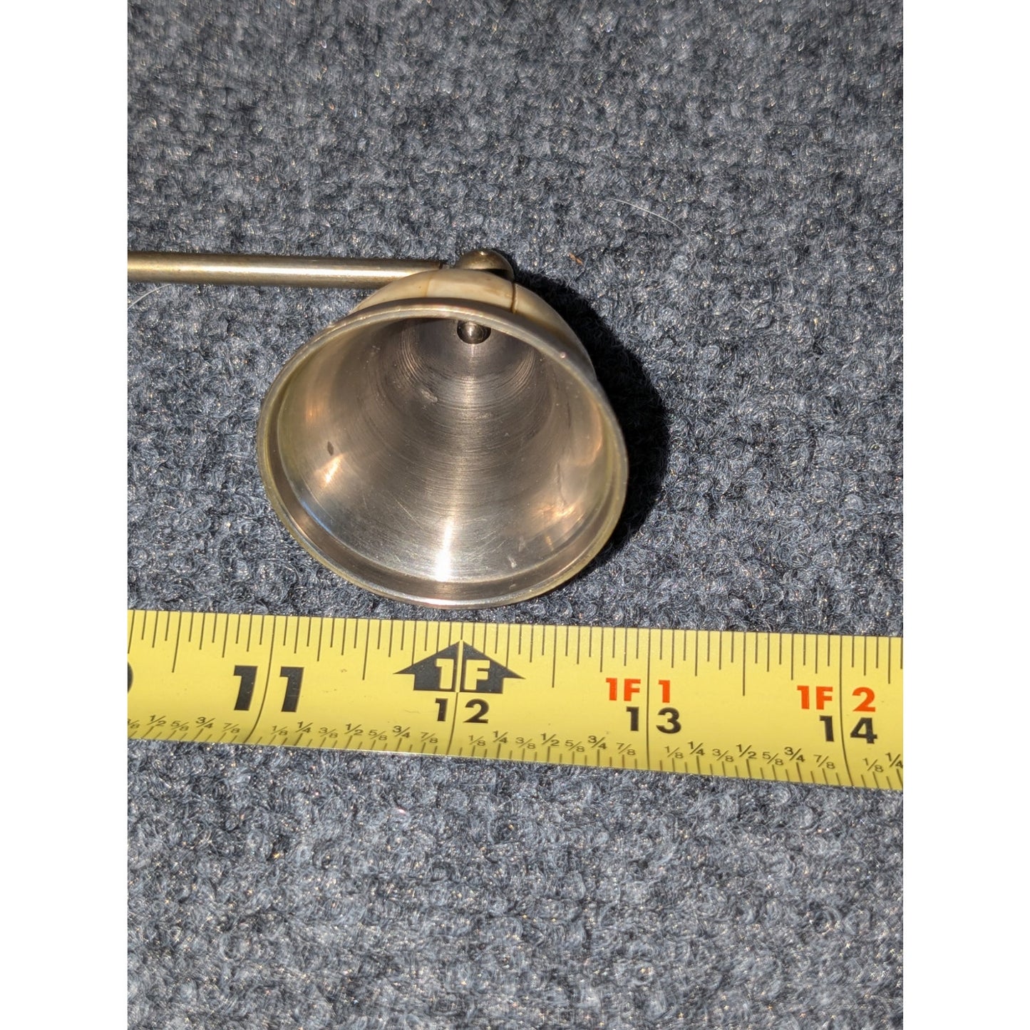 Vintage Candle Snuffer Metal Cream Inlaid Handle & Cone Cap