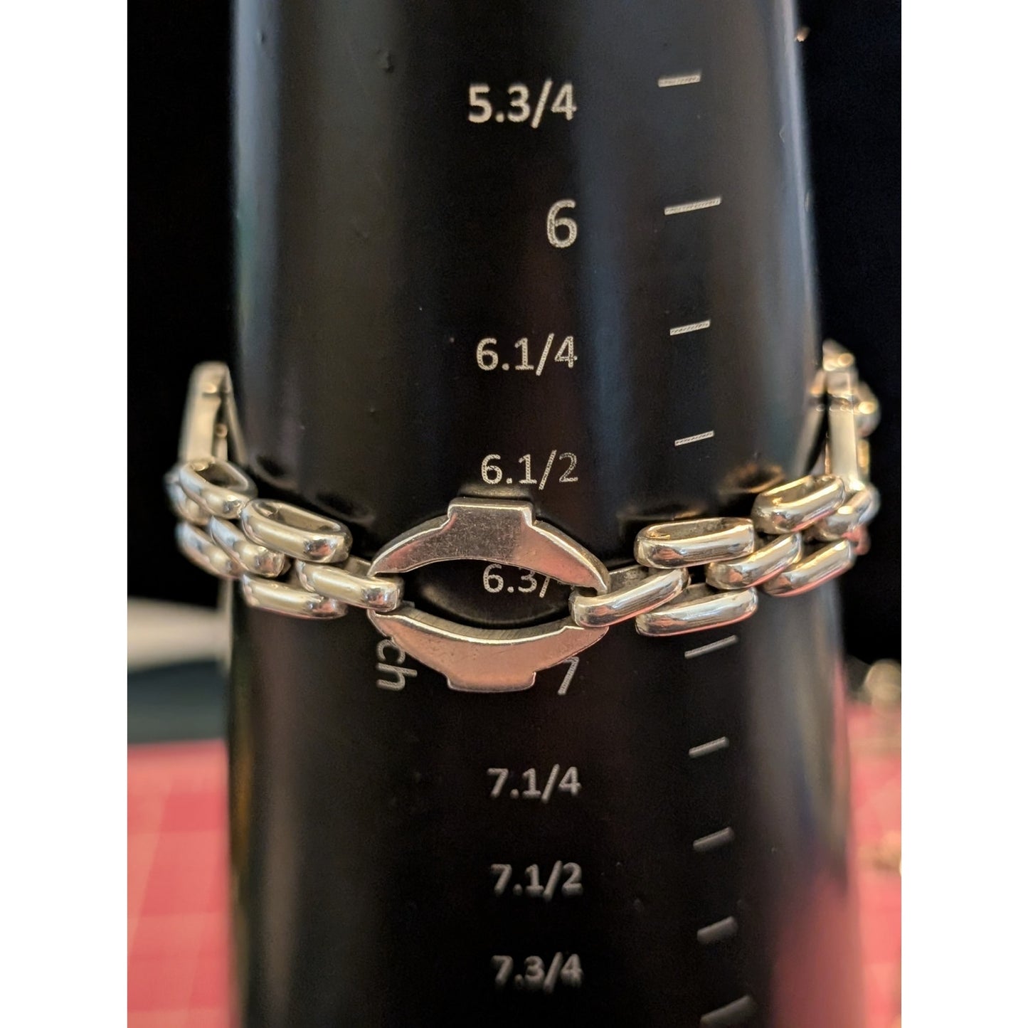 VTG Mexico Sterling Silver Panther Oval Link Solid Box W/ Tongue Chain Bracelet