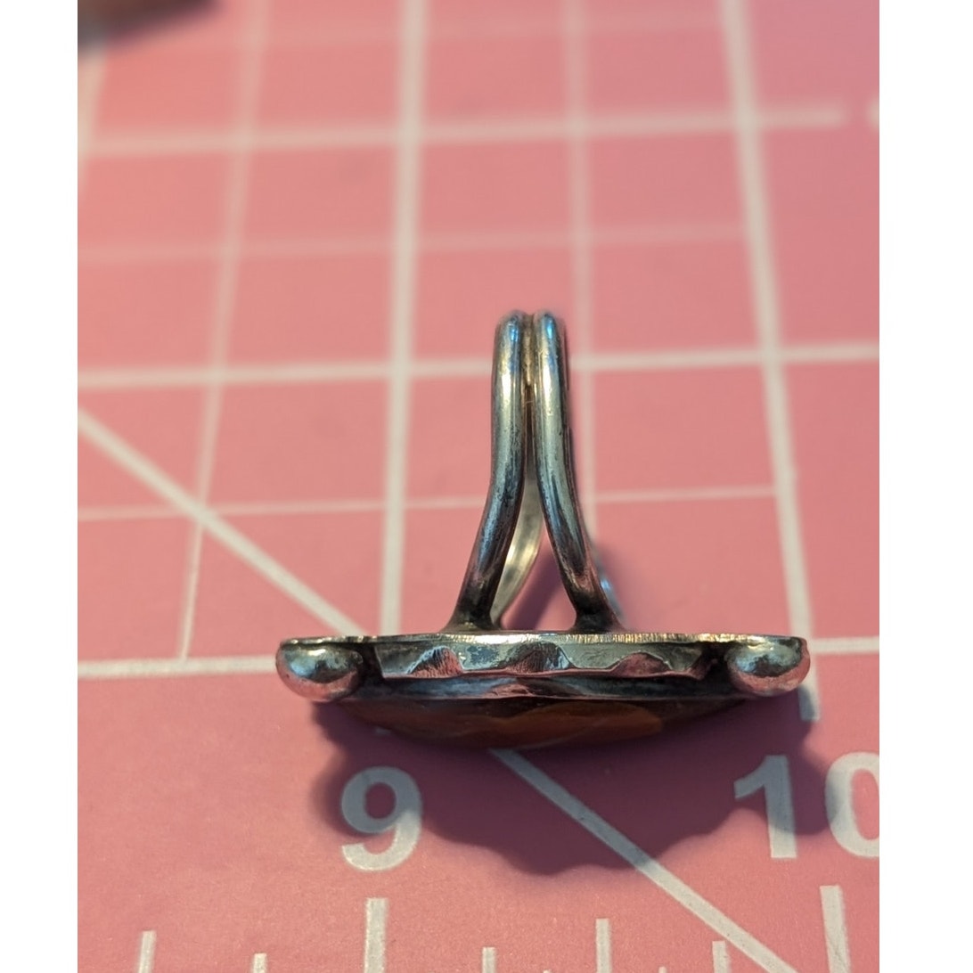 Vintage Navajo Native American Red Stone 925 Sterling Silver Ring Size 6.5