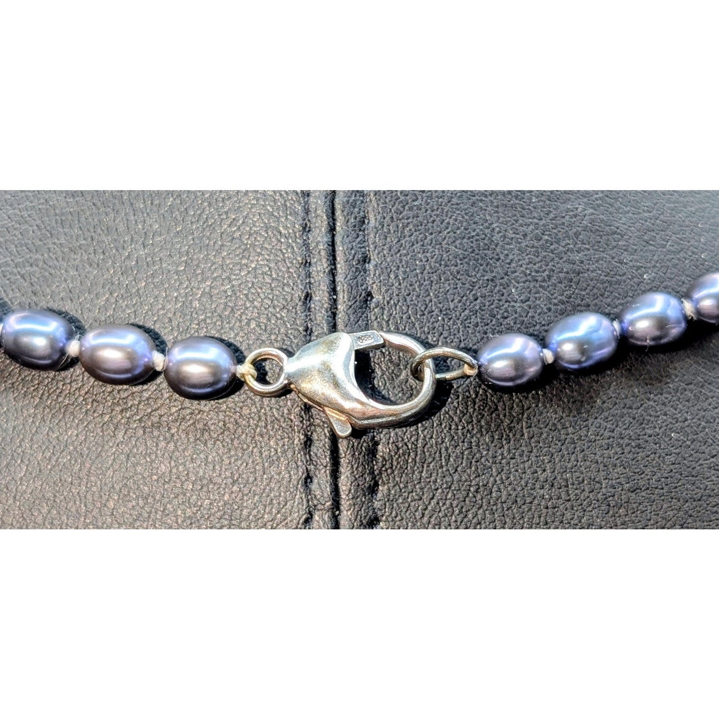 Purple Genuine Freshwater Pearl Knotted Bead 925 Sterling Silver 17.5" Necklace