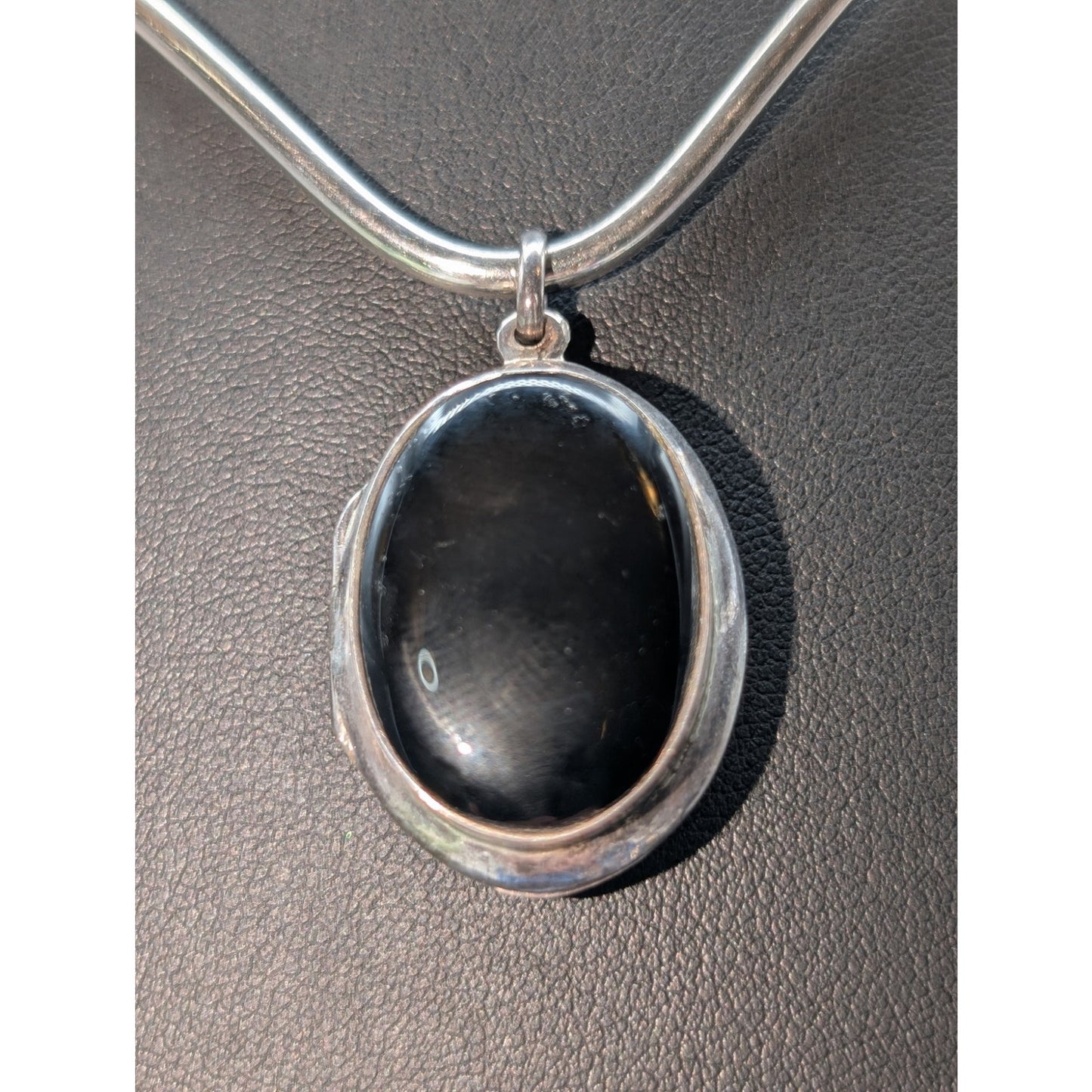 Vintage Black Stone 925 Sterling Silver Locket Pendant (Only)