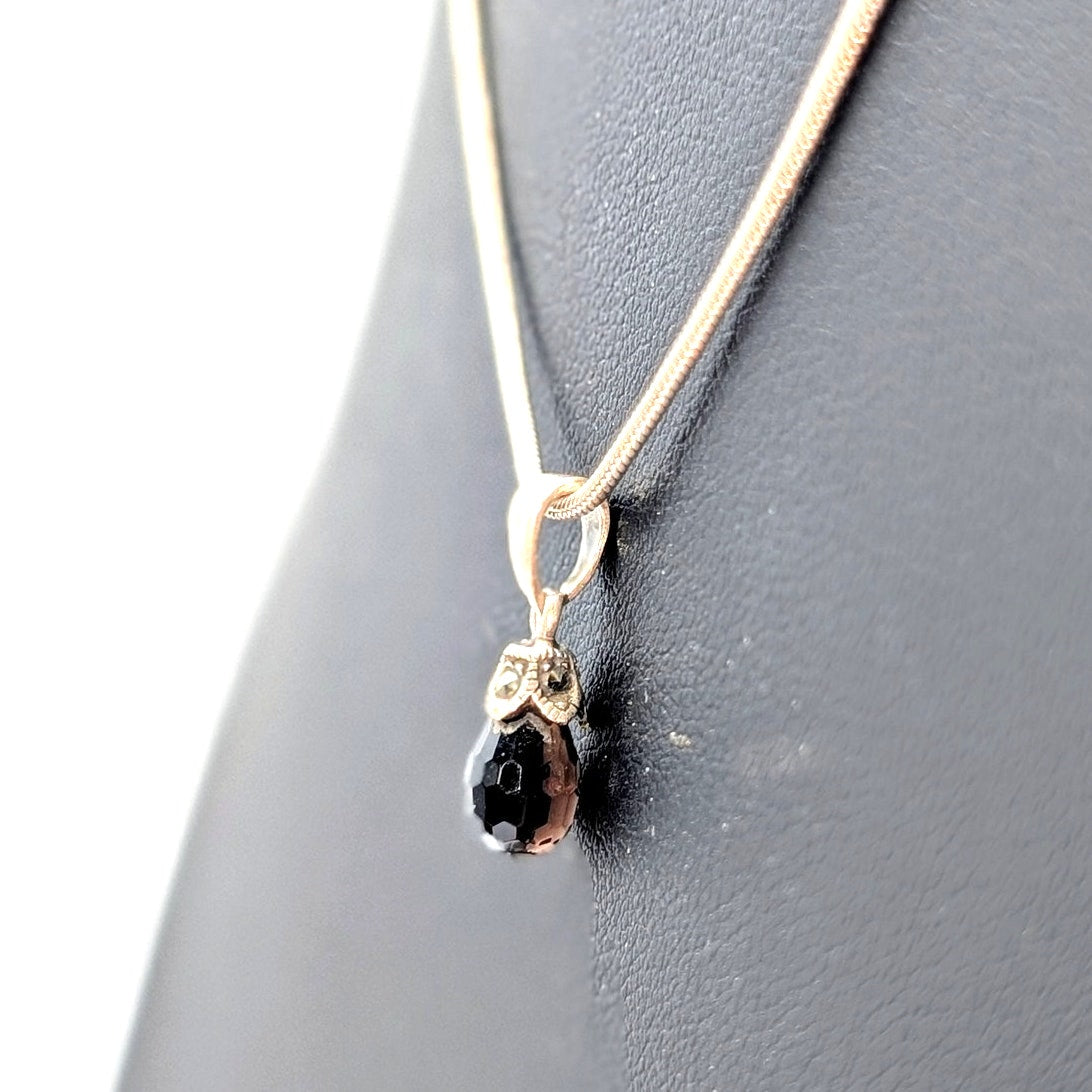 925 Sterling Silver Smoky Quartz Briolette Cut Pendant 16.5" - 20.25" Necklace