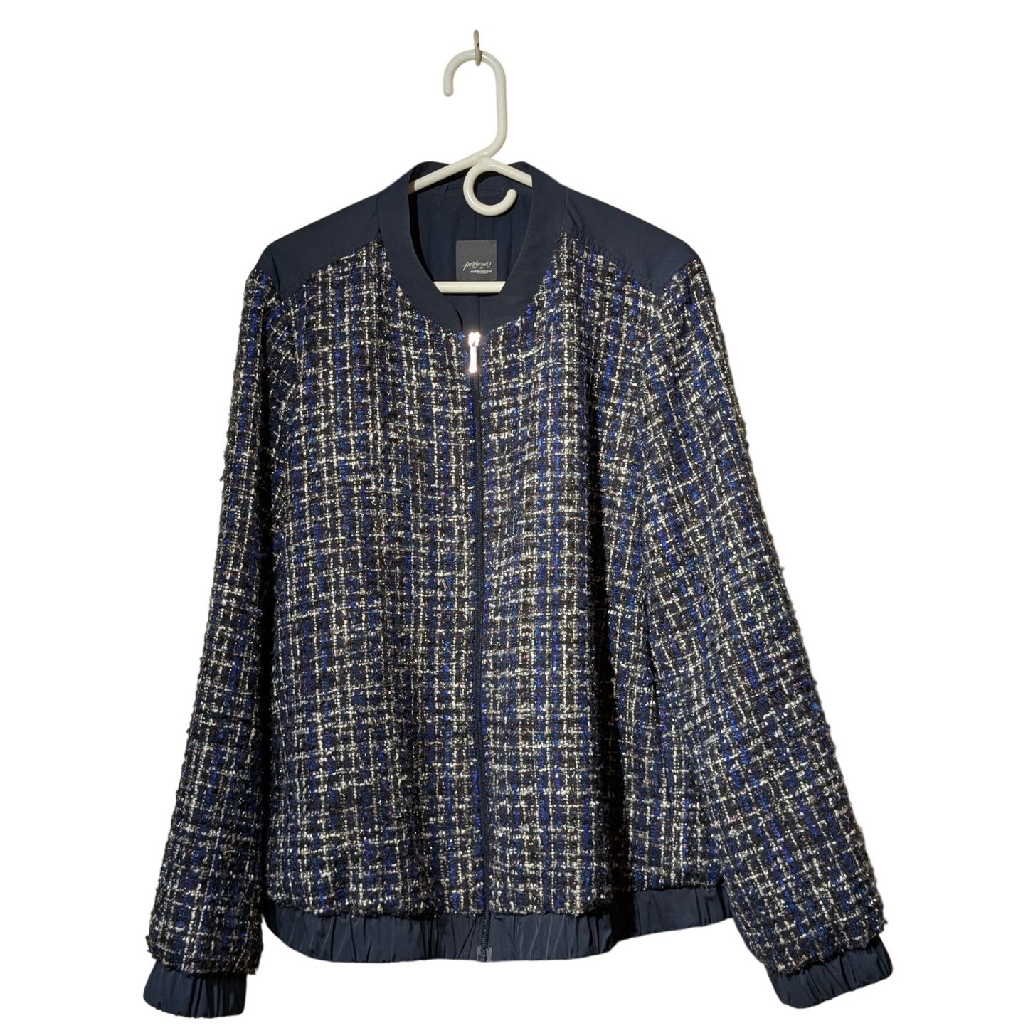 Persona by Marina Rinaldi Metallic Tweed Zip Front Bomber Jacket Sz 18 (Plus)