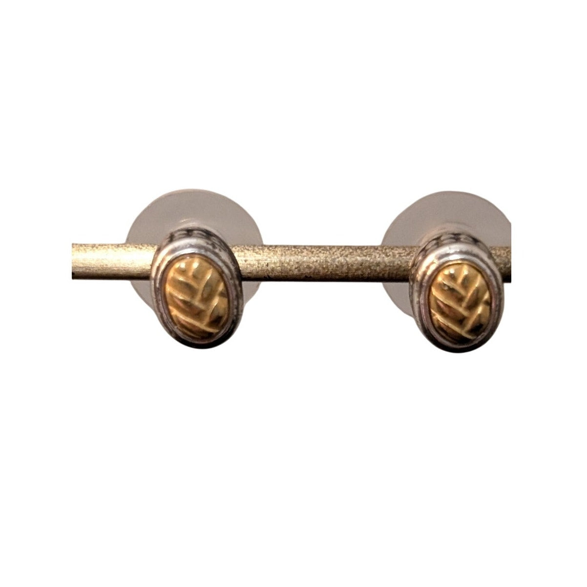 Brighton Two-Toned Ridged Wheat Design Engraved Stud Earrings
