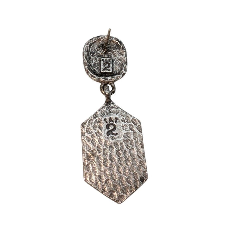 TAT 2 Two Toned 925 Posts & Sterling & 14K Plated Hammered Metal Drop Earrings