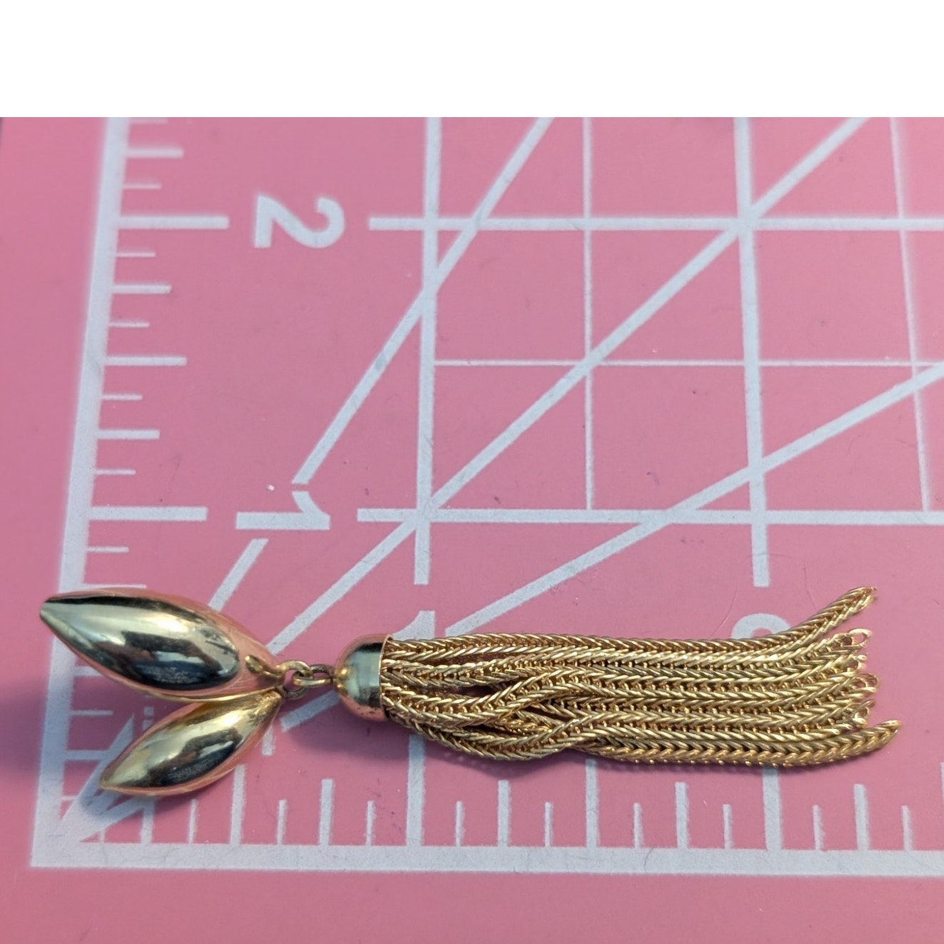 Vintage Gold Tone Leaf Multi-Chain Tassel Dangle Pierced Earrings