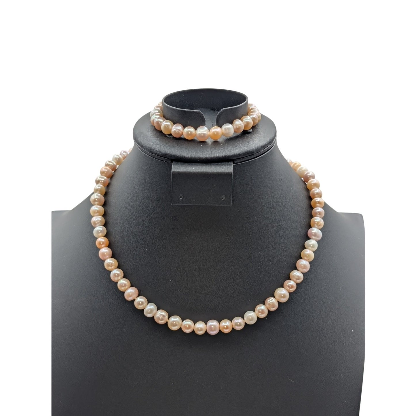 925 Sterling Silver Clasp 12mm Natural Freshwater Pearl 18" Necklace & Bracelet