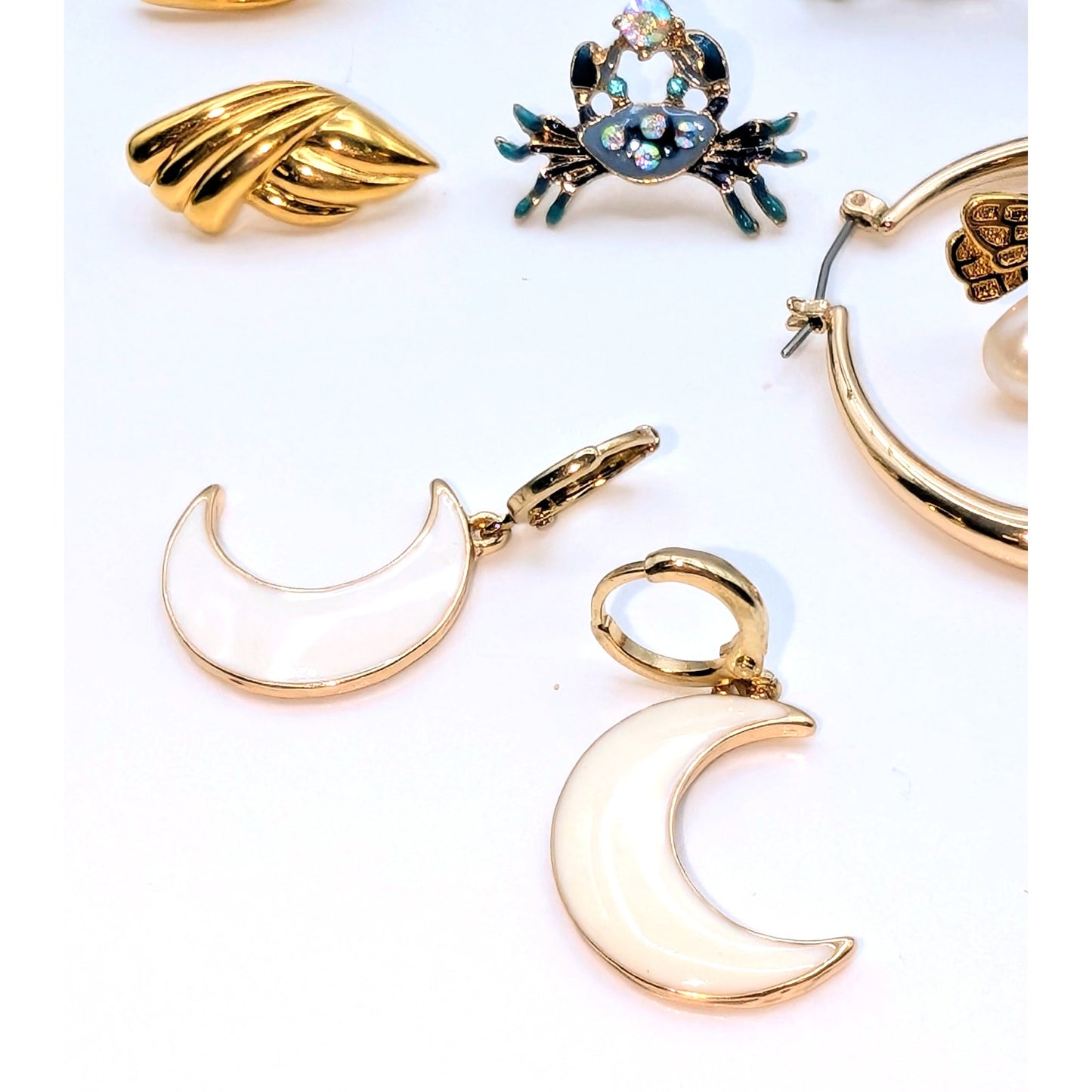Lot of Twelve Pair Gold Tone Earrings for Pierced Ears