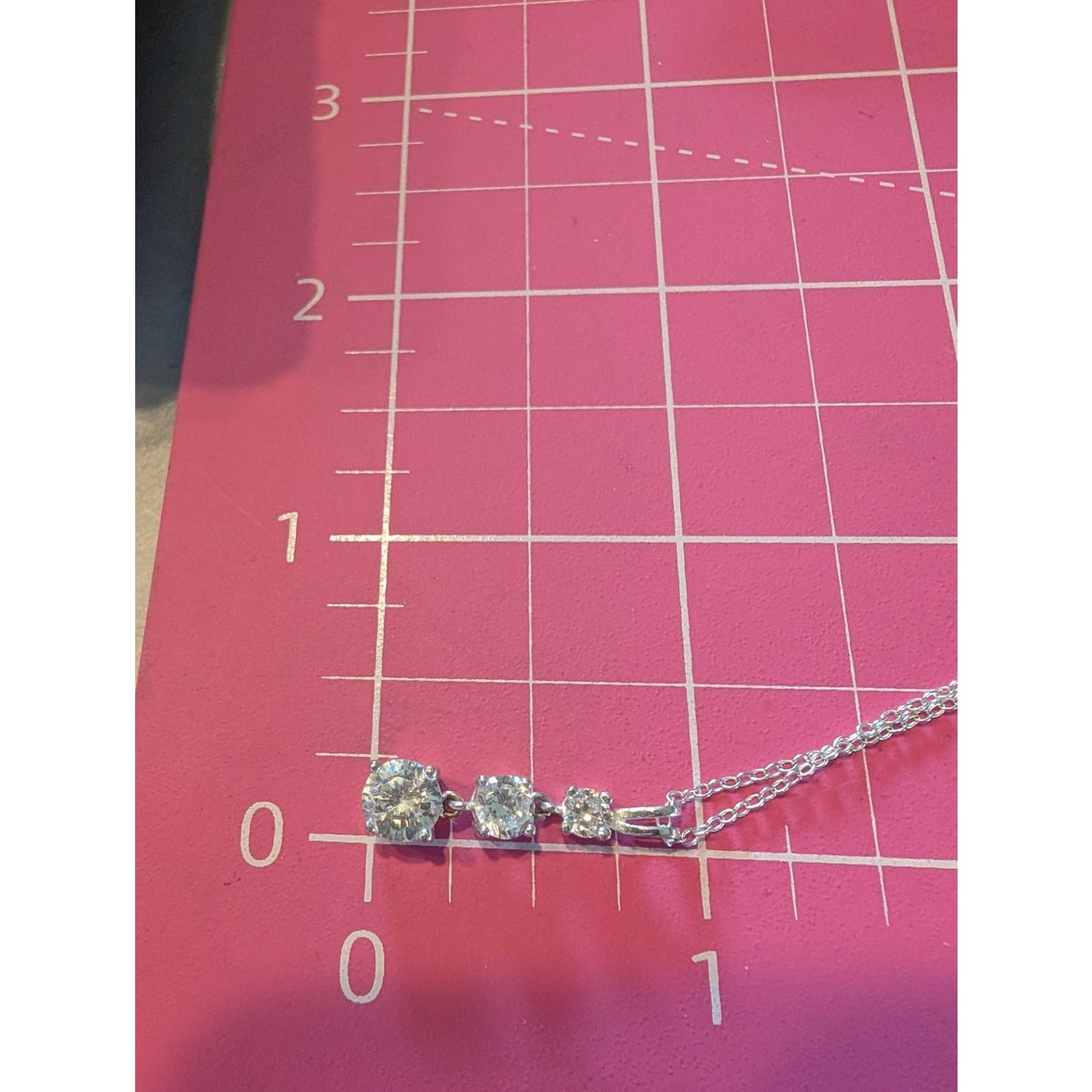 925 Sterling Silver Three Graduated CZ Pendant Chain 18" Necklace