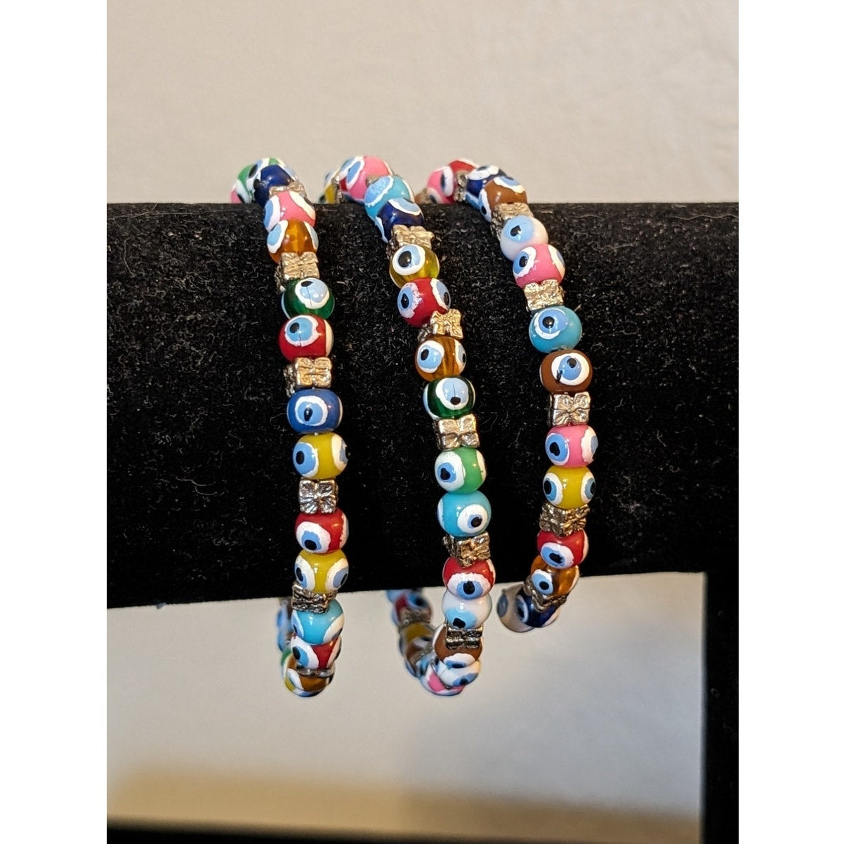 Multi-Color Protection Wire Wrap Bead Bracelet