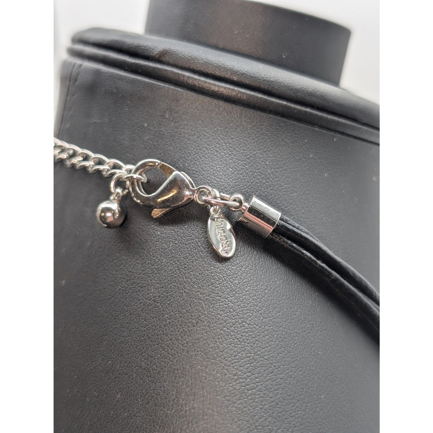 Chico's Hammered Black Bead Silver Tone Medallion Five Corded 15.5"-20" Necklace