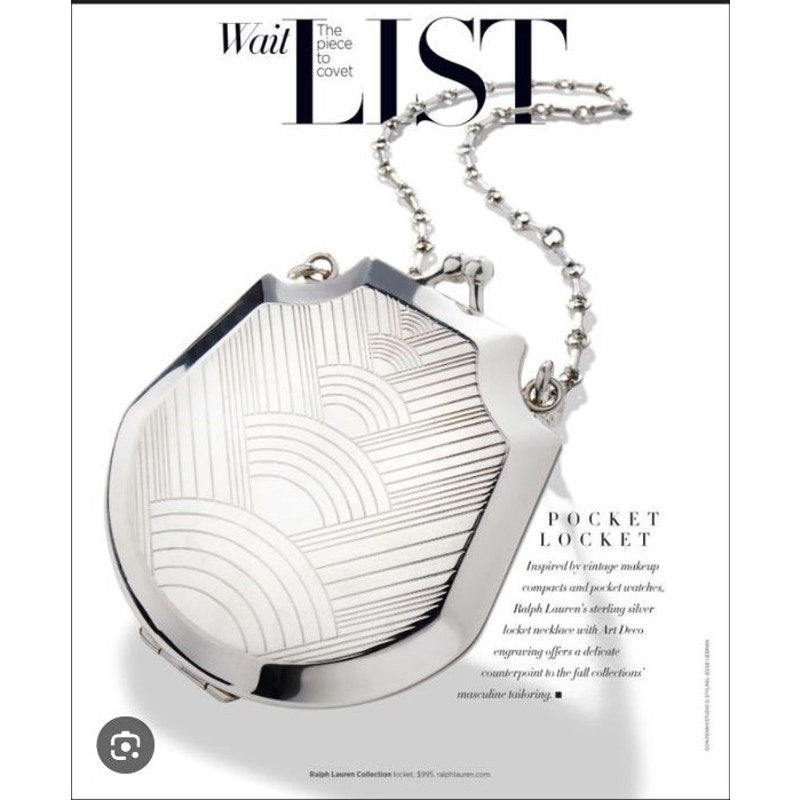 Ralph Lauren Collection Sterling Silver Art Deco Pocket Locket W/out Chain