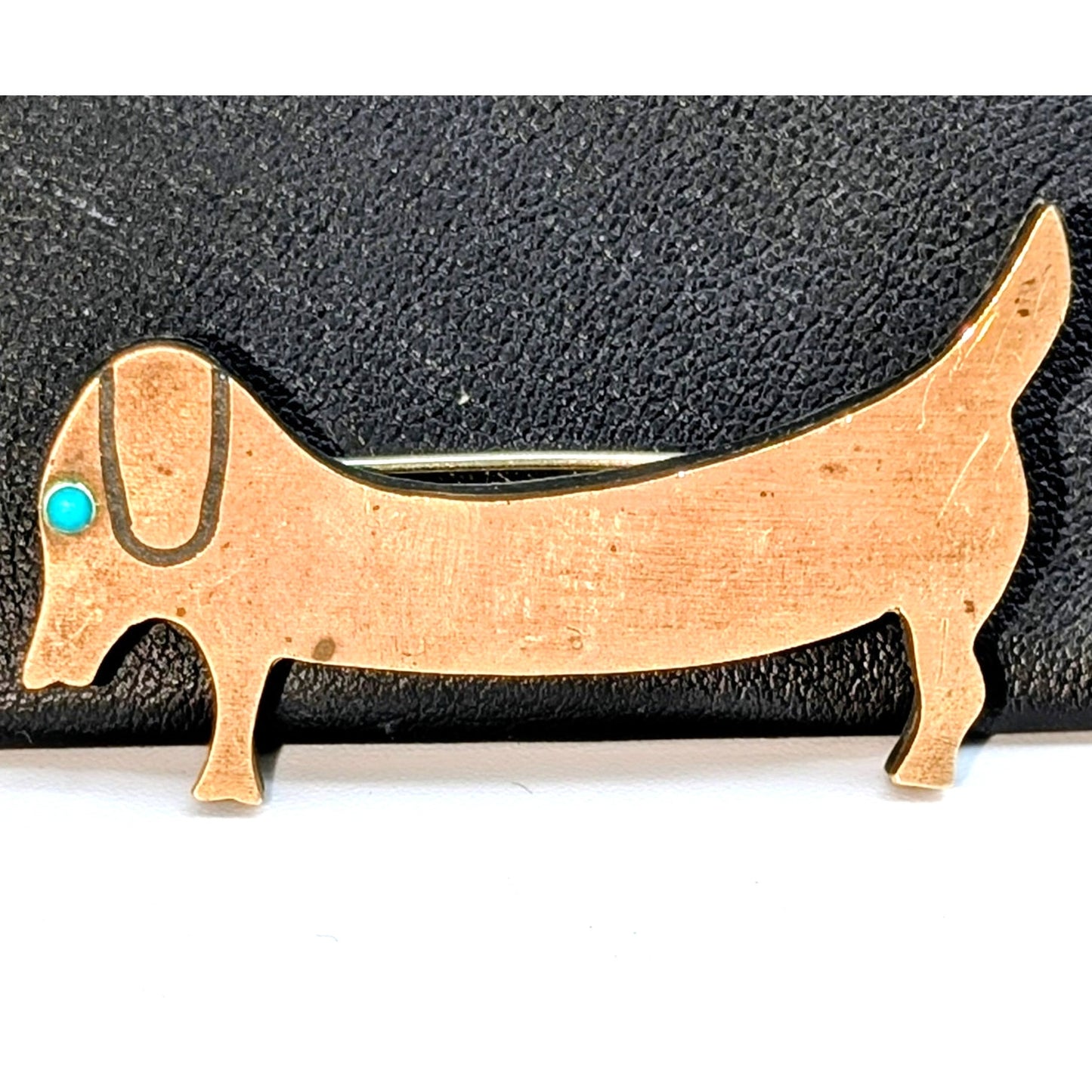 Tono Piedra Negra Taxco Mexico 1950s Sterling Silver Turquoise Modernist Dog Pin