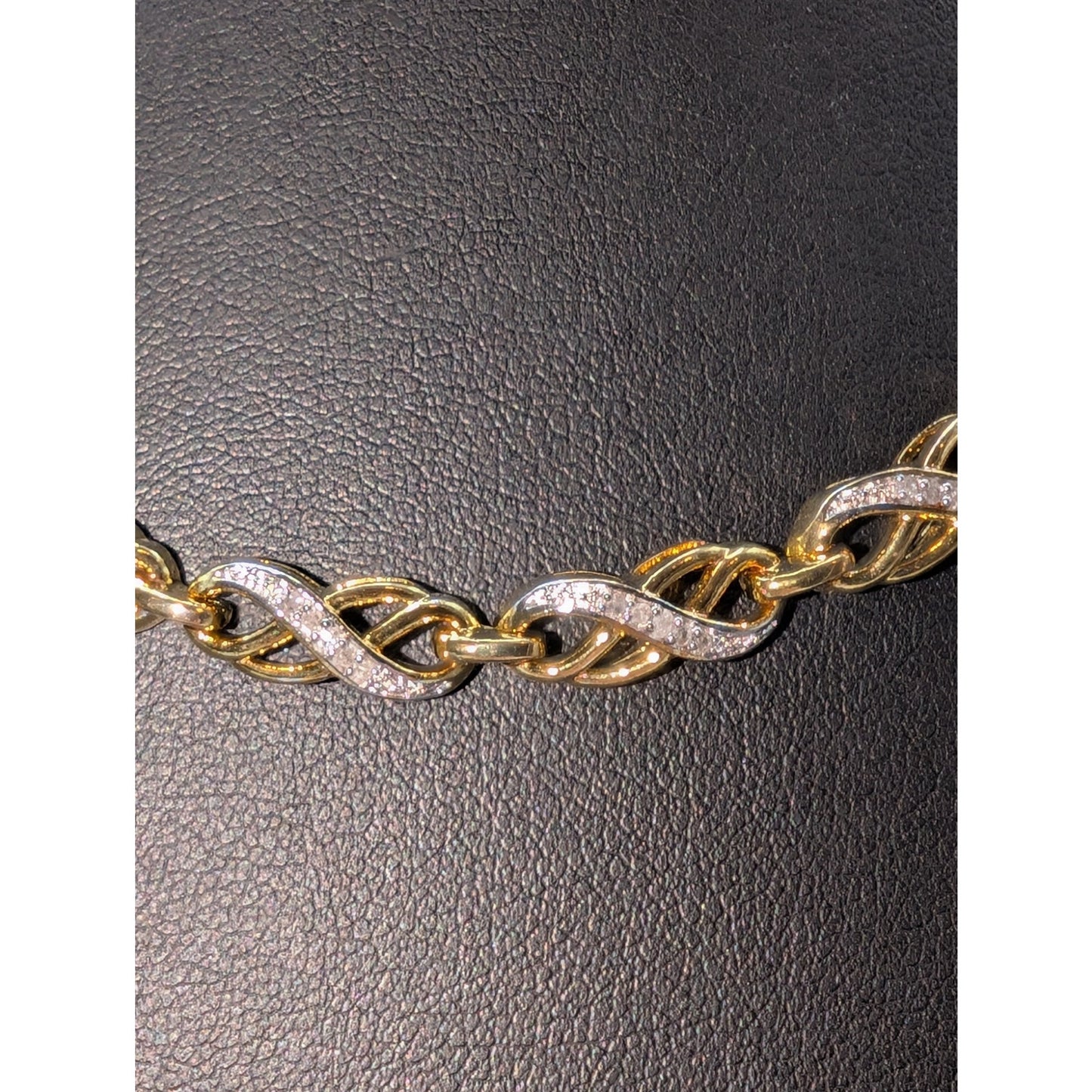Gold & Silver Plated Moissanite Double Infinity Chain Link 17"-18.5" Necklace