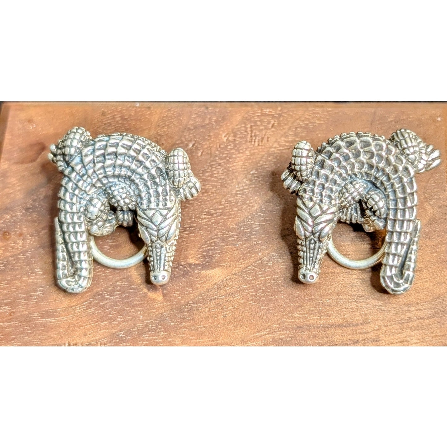 RARE! Signed Barry Kieselstein-Cord Sterling Alligator Omega Clip On Earrings