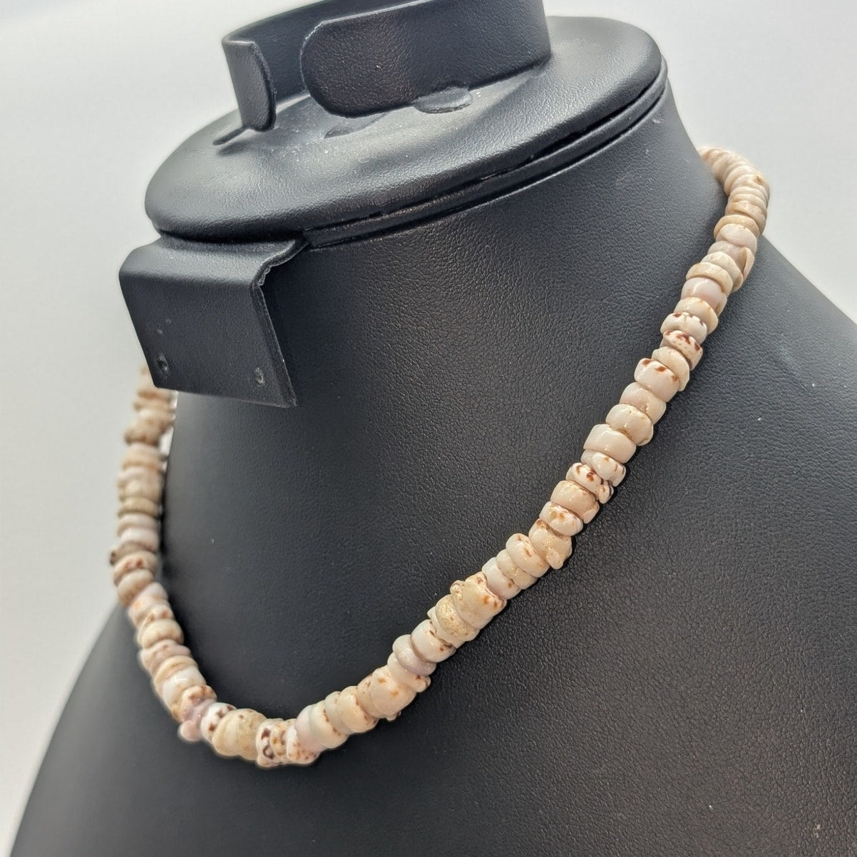 Genuine Puka Shell Vintage Barrel Clasp 16" Necklace