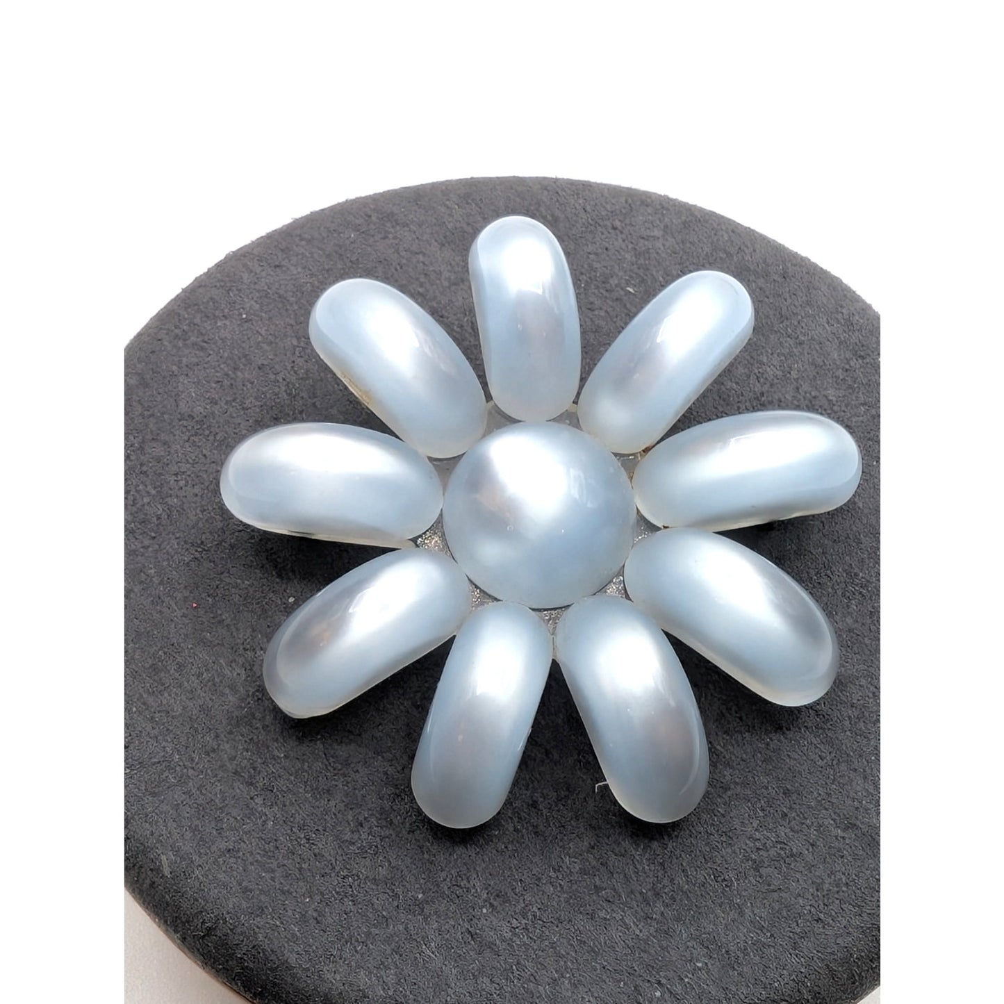 Vintage Pale Blue Moonglow Lucite Mid-Century Brooch