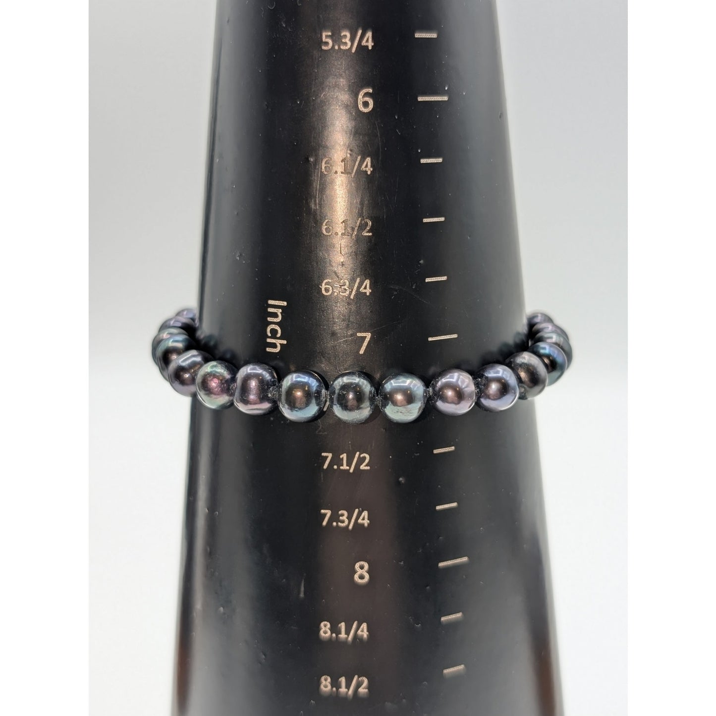 Genuine Approximate 7mm Peacock Knotted Pearl Gold Tone Slide In Clasp Bracelet