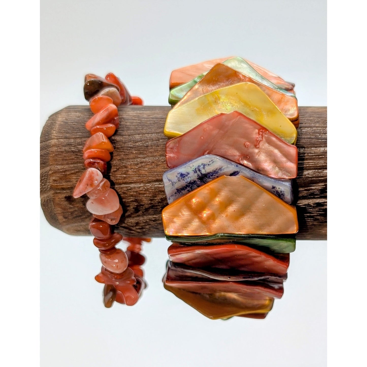Lot of Seven Salmon/Coral/Green Theme Bracelets