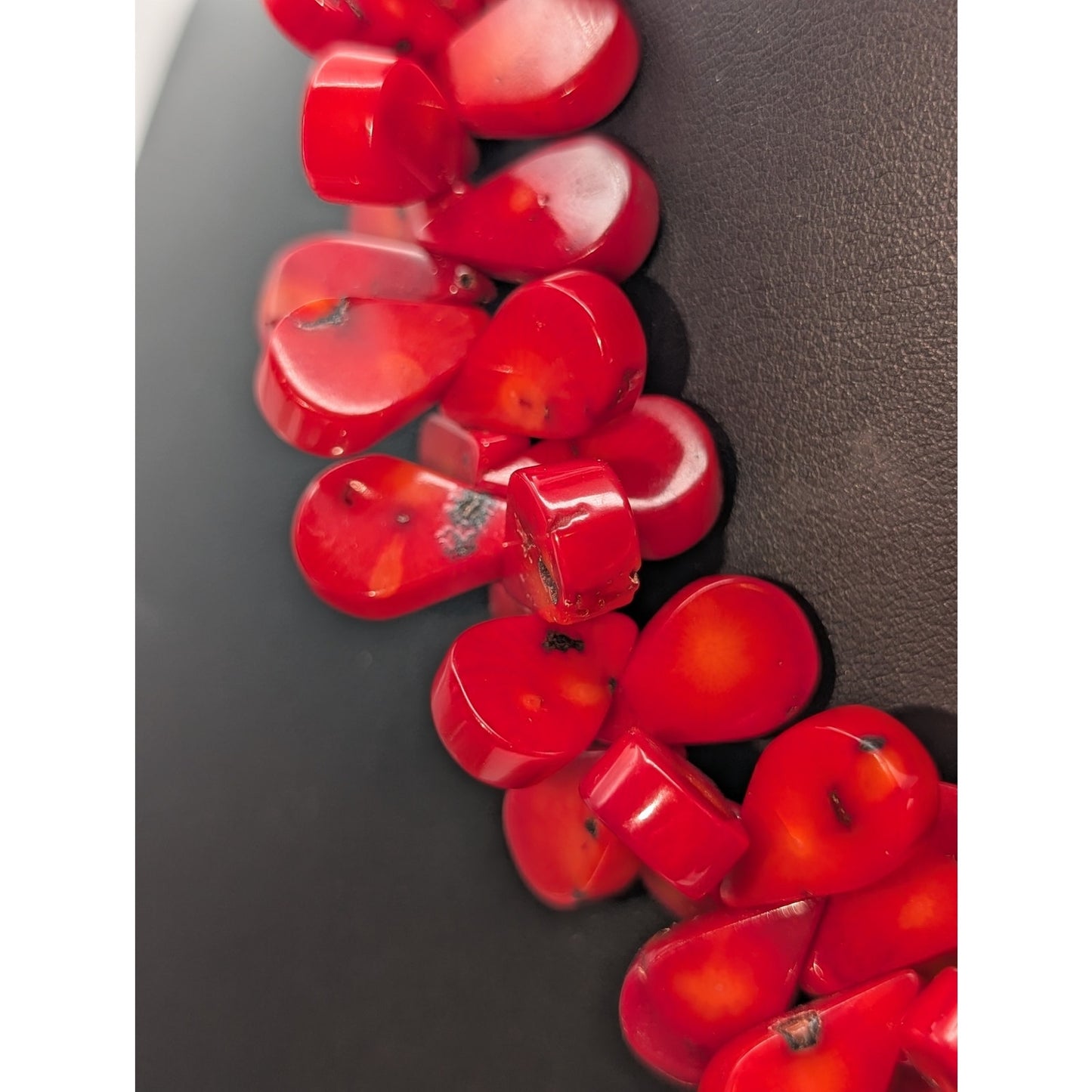 Chunky Red Coral Petal (Paddle) Bead 18" Necklace 156.68g