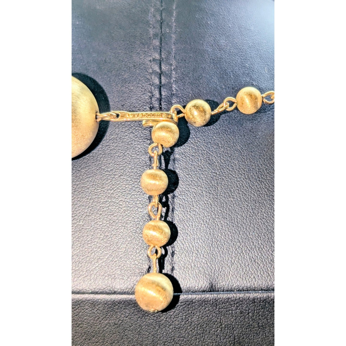 VENDOME Signed Vintage 1960s Chunky Satin Finished Gold Tone Beaded Necklace