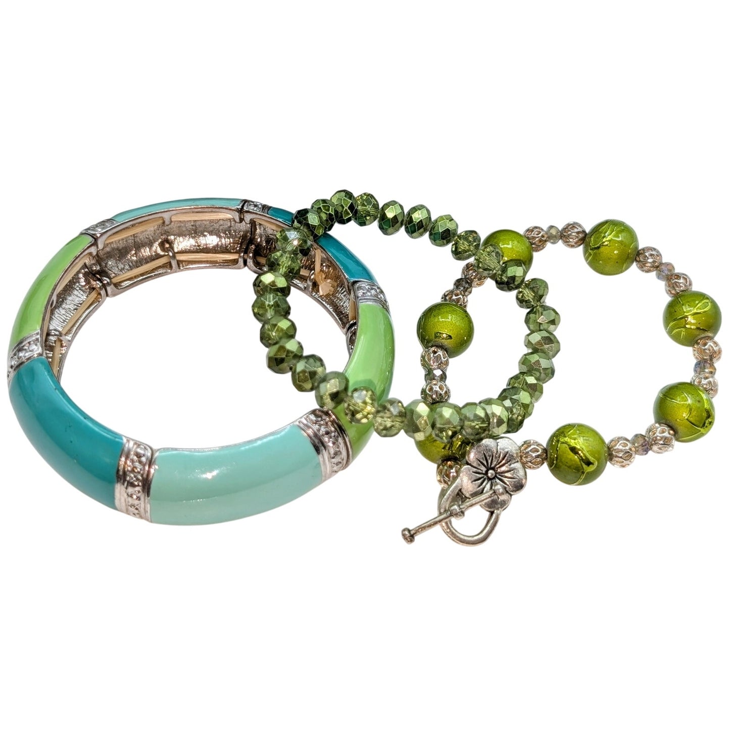 Lot of Six Green Blue Fresh Colorful Bracelets
