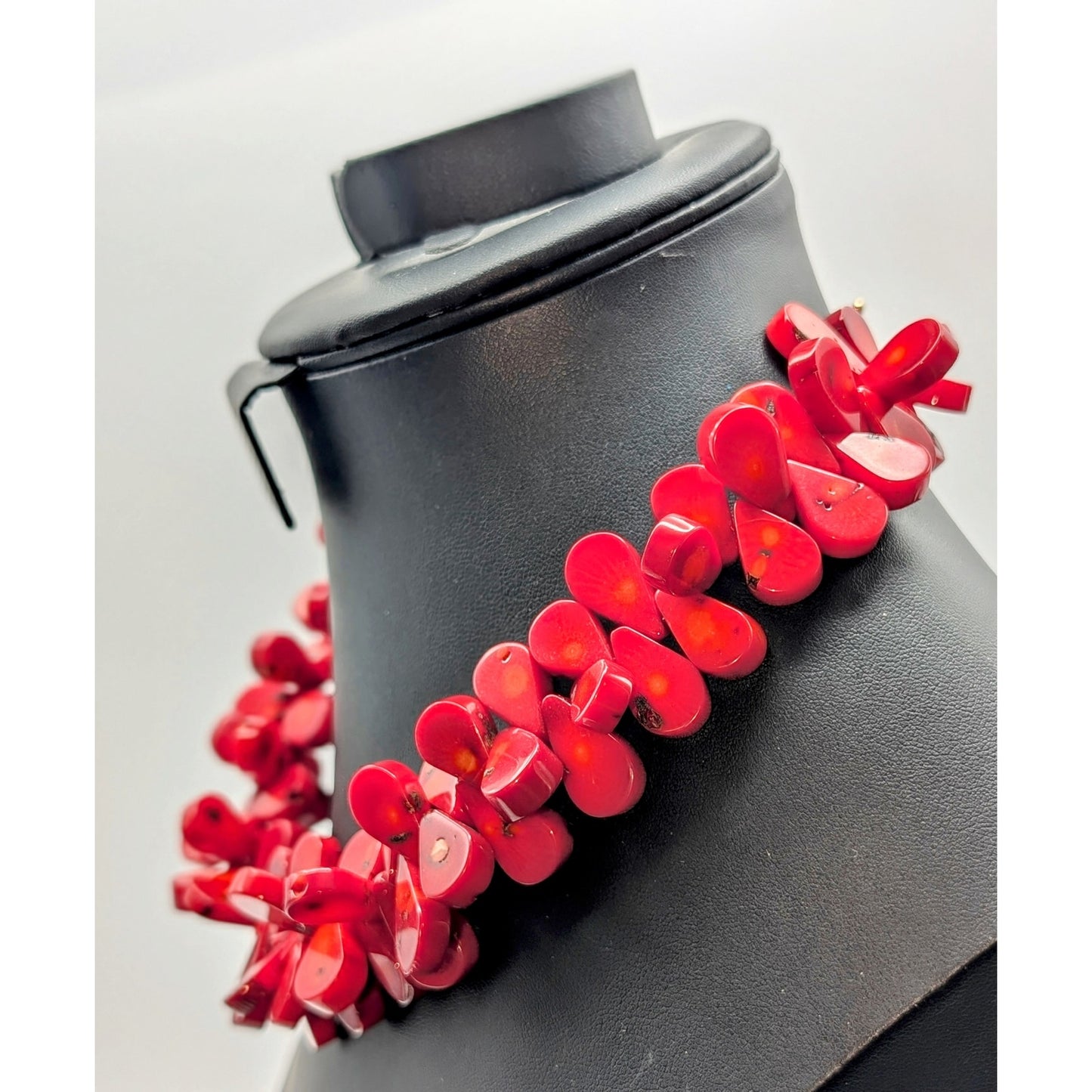Chunky Red Coral Petal (Paddle) Bead 18" Necklace 156.68g
