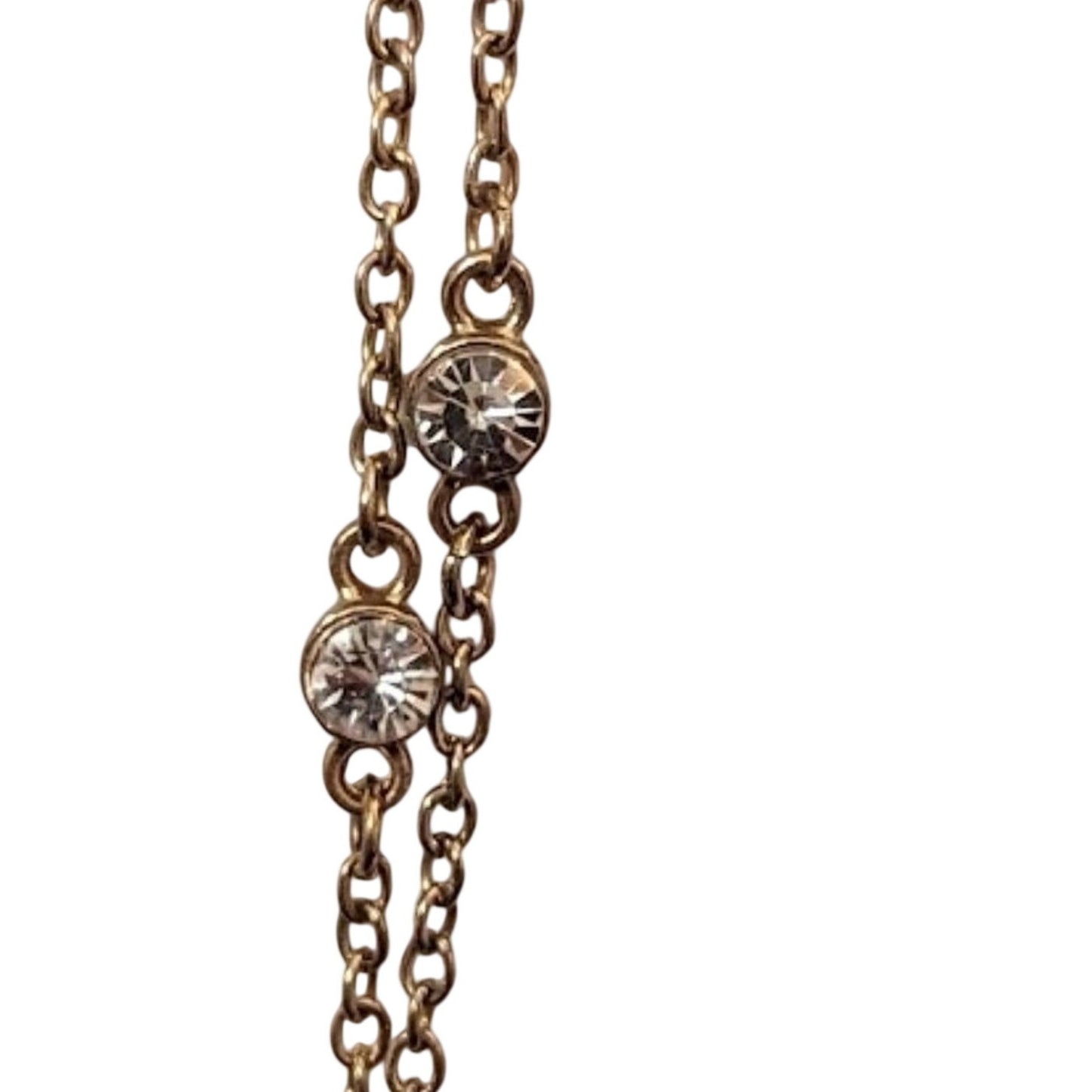Two Strand Gold Tone Chain with Bezel Set Rhinestone Stations