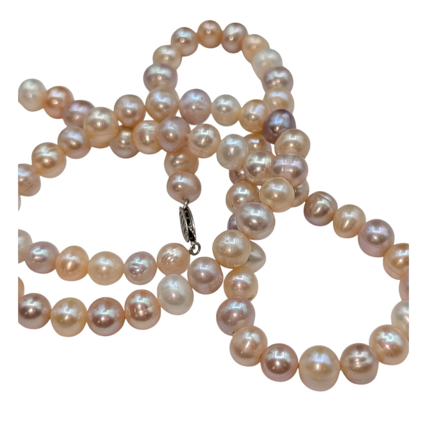 925 Sterling Silver Clasp 12mm Natural Freshwater Pearl 18" Necklace & Bracelet