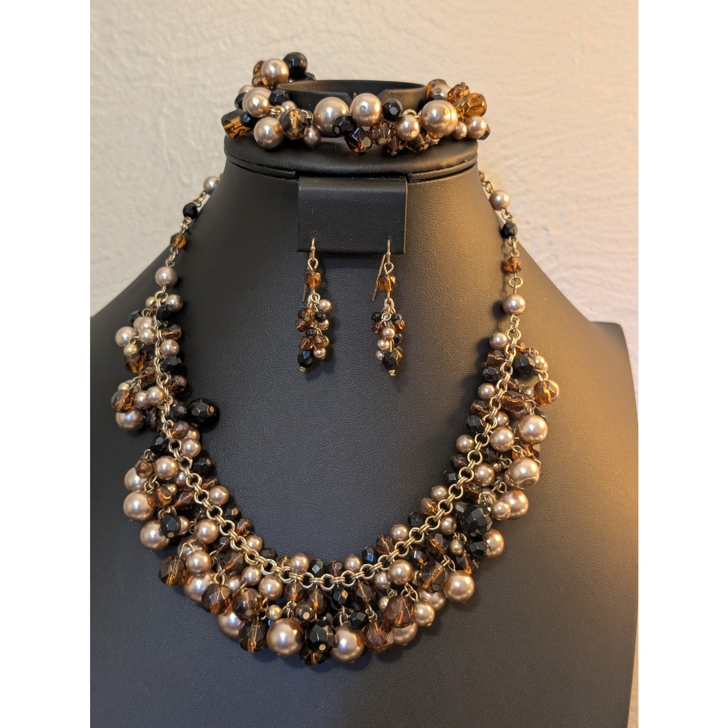 Talbot's 3-Piece Multi-Color Faux Pearl Bauble Necklace Bracelet & Earring Set