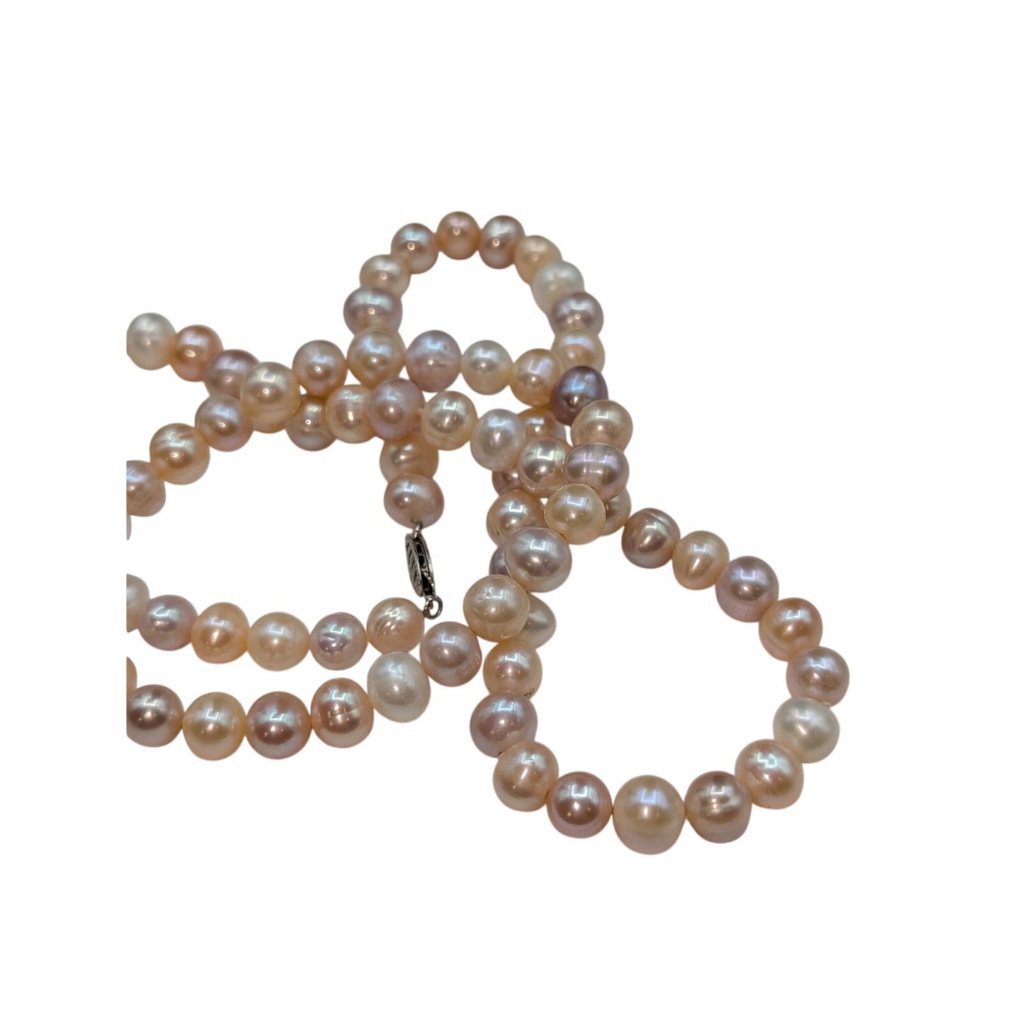 925 Sterling Silver Clasp 12mm Natural Freshwater Pearl 18" Necklace & Bracelet