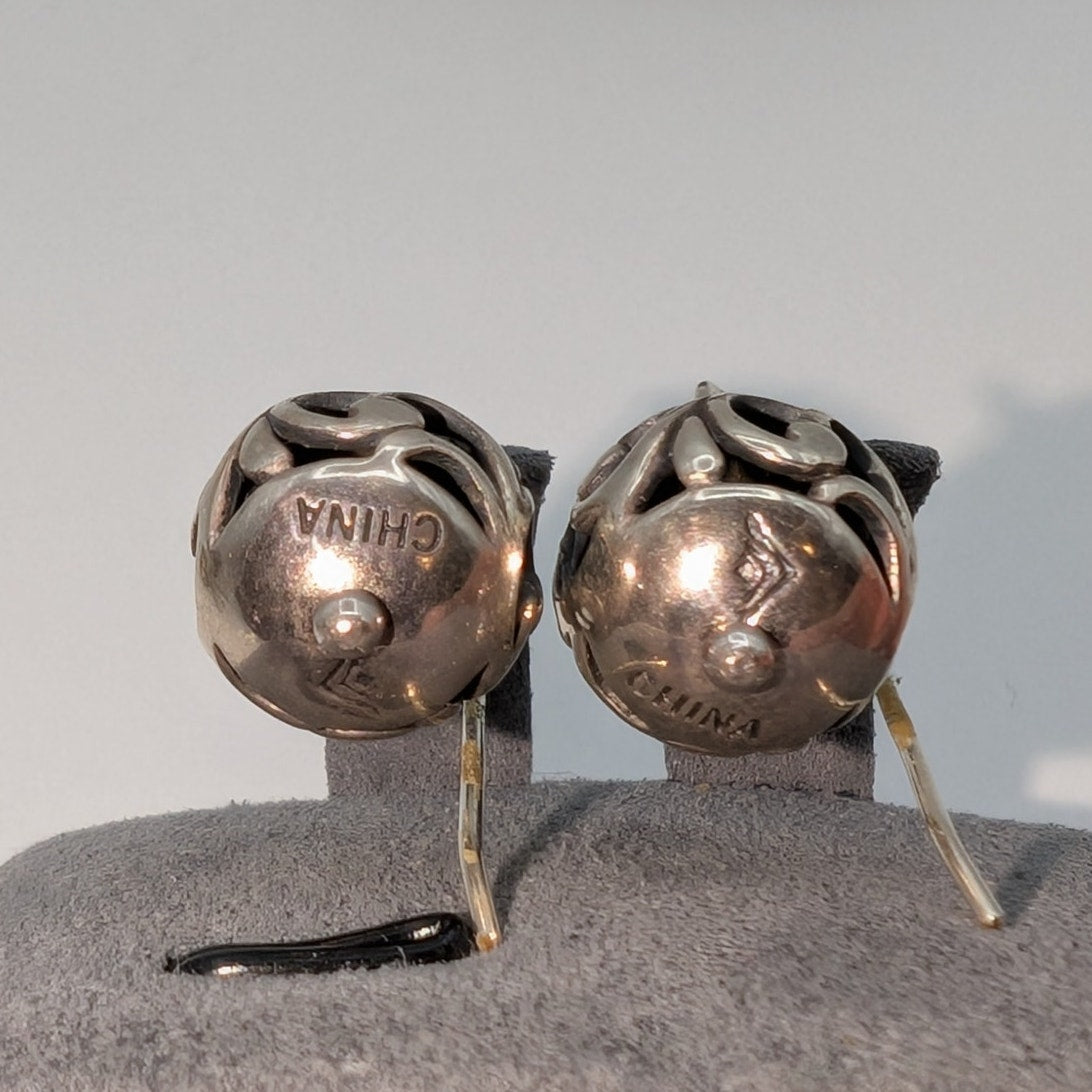 Silpada Designs Sterling Silver Simple Delight Filigree Ball Bead Drop Earrings