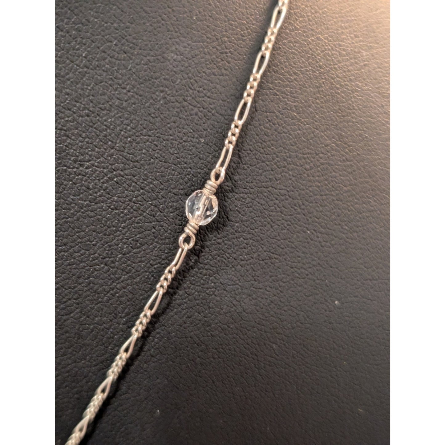 Vtg Sterling Silver Figaro Gray White Multi-Shaped Pearl Crystal Y Necklace